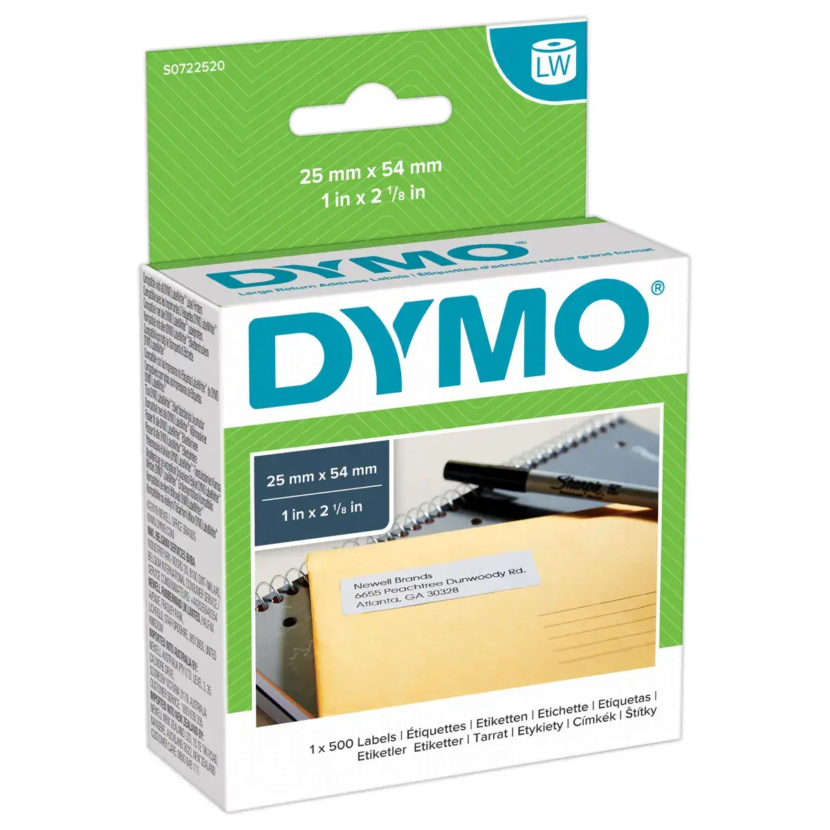 Rouleau de 500 étiquettes blanches d'adressage LabelWriter - 25 x 54 mm - Dymo