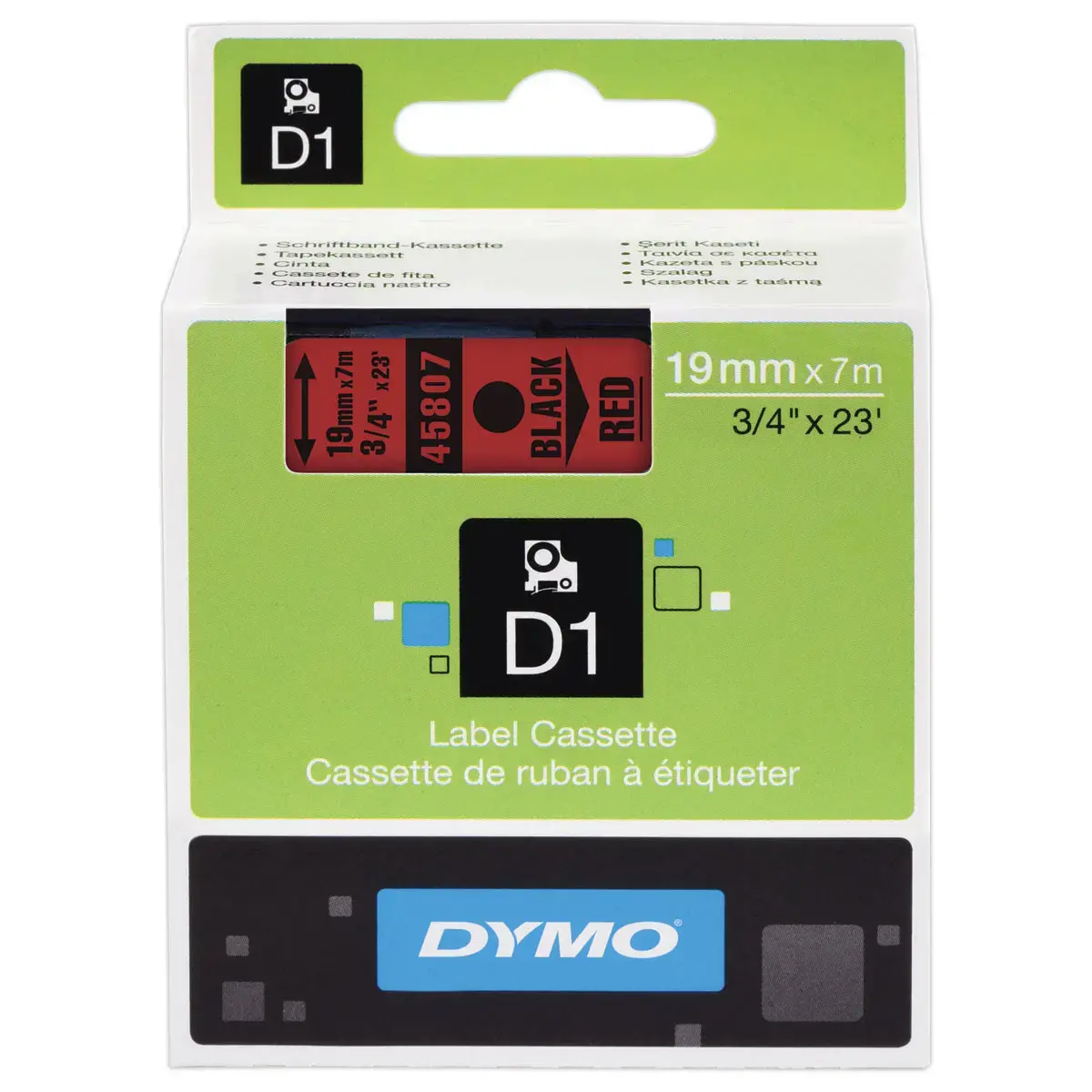 Ruban pour titreuse DYMO D1 19 mm rouge impression noire