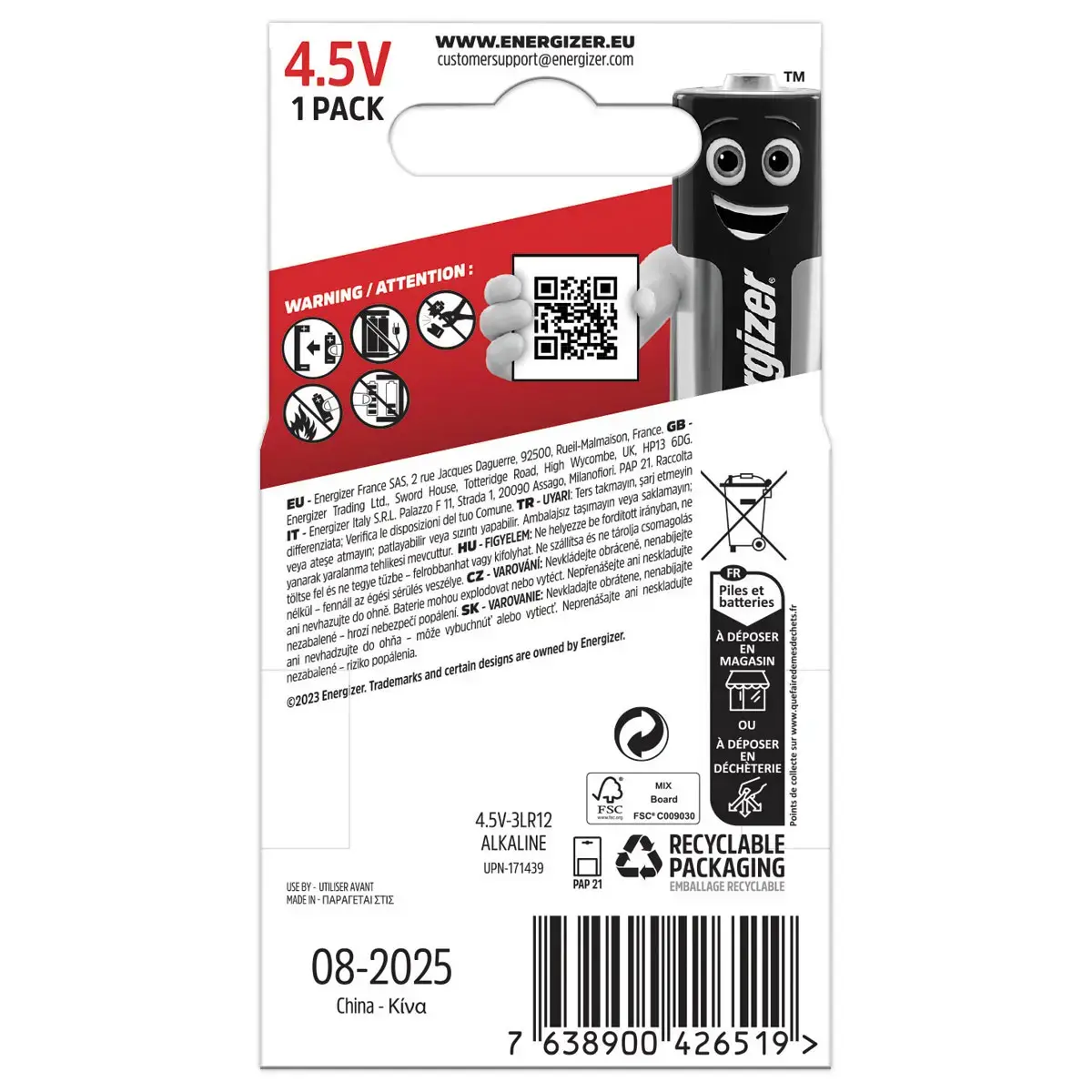 Pile 3LR12 Ultra+ Energizer 4,5V 