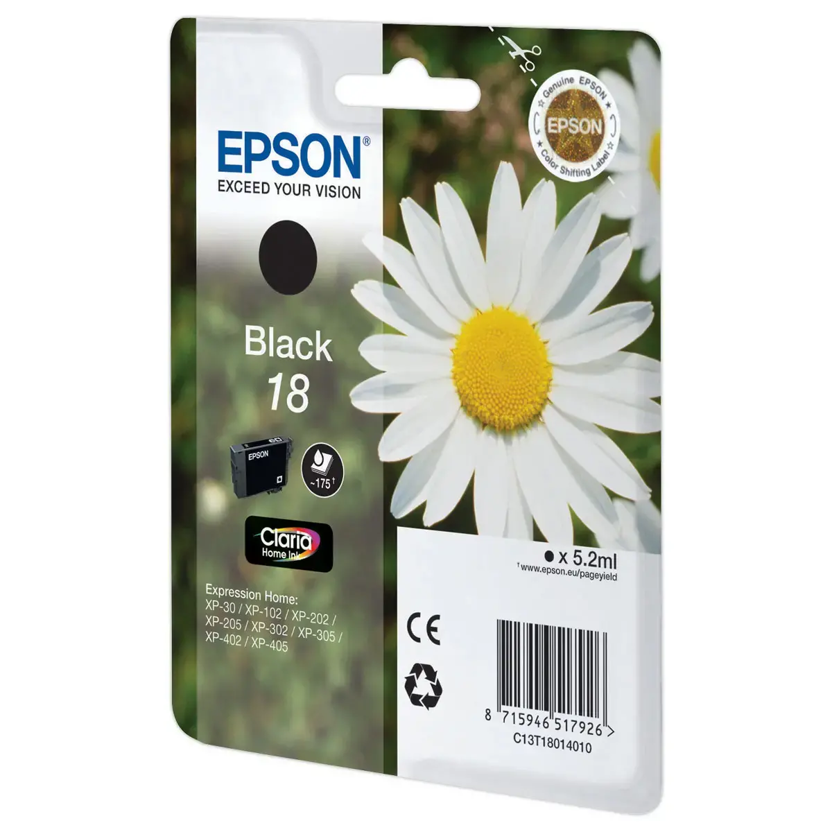 cartouche jet d'encre EPSON noire Pâquerette Black 18 T180