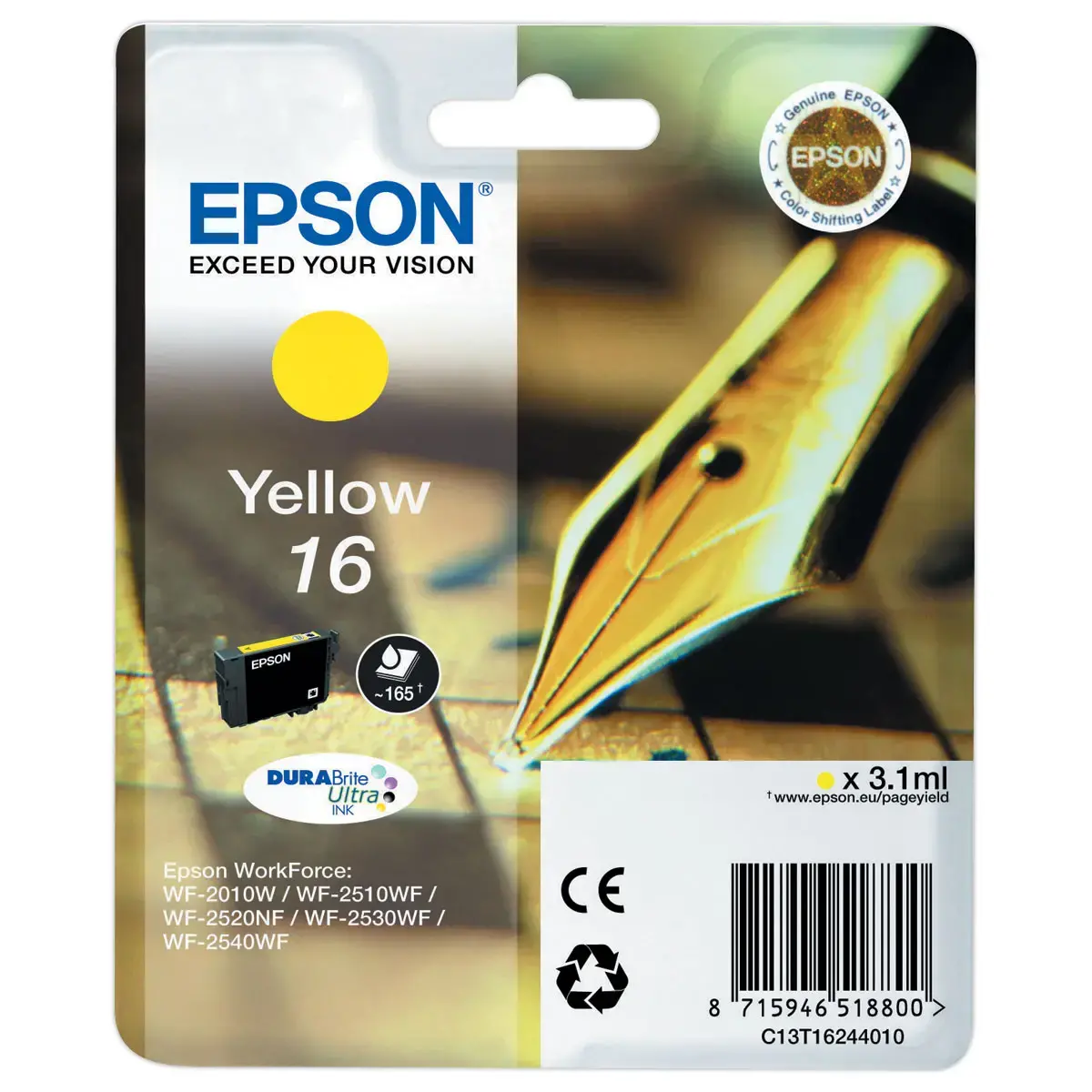 Cartouche T162 Stylo à plume - Jaune - Epson