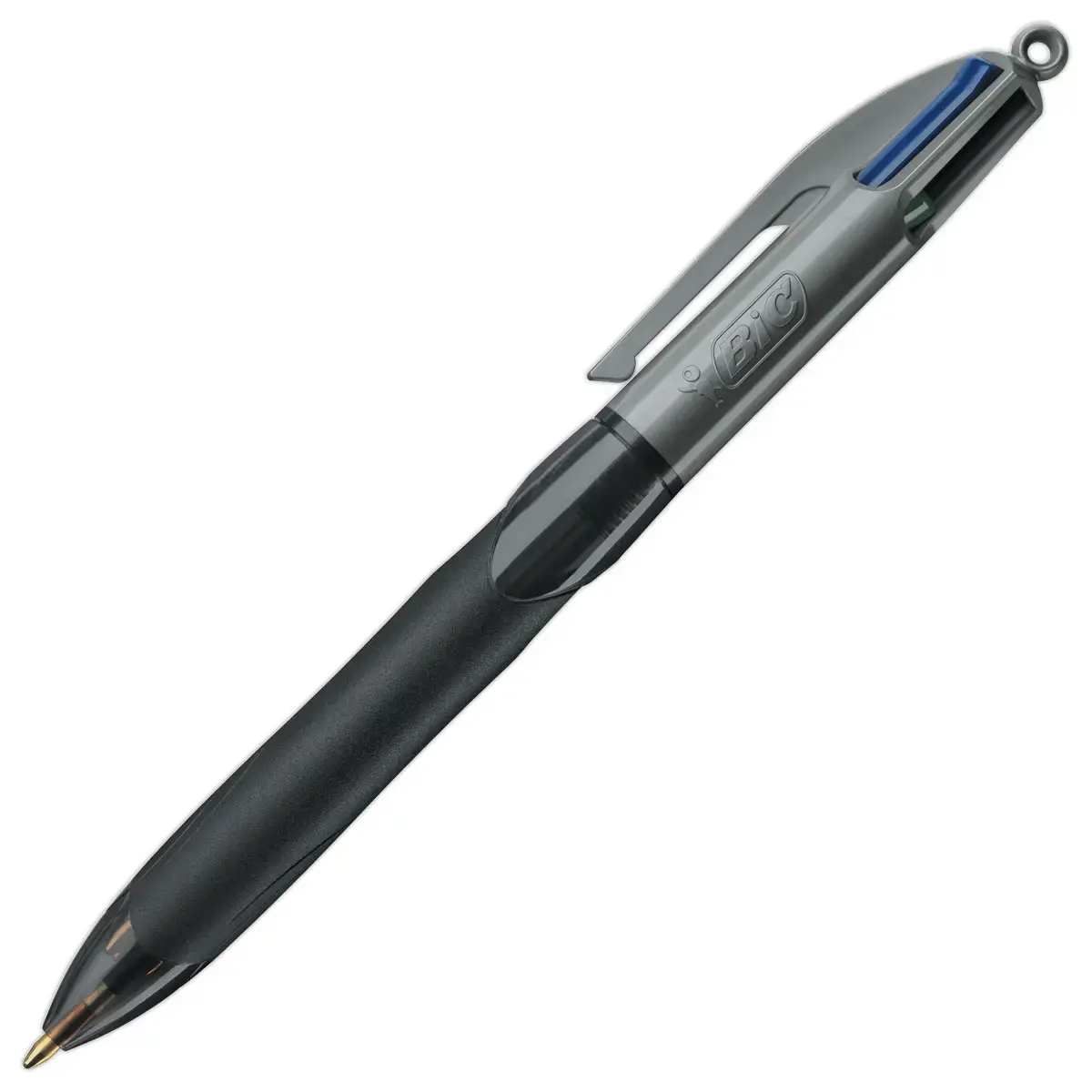 Stylo à bille 4 couleurs Grip Pro - Pointe moyenne - Noir/Gris - BIC