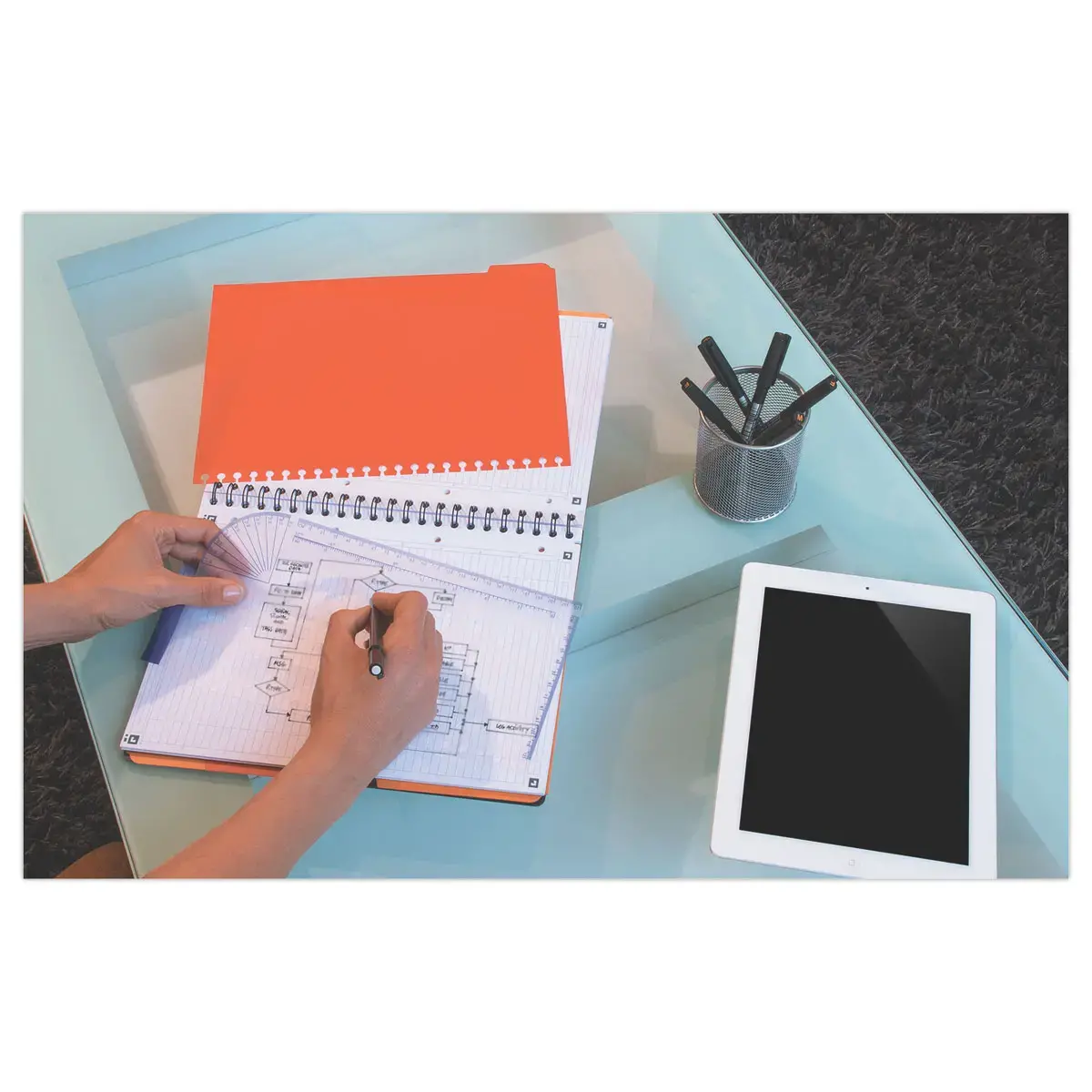 Cahier A4 Managerbook Ligné 6 mm 5x5 80g - Oxford