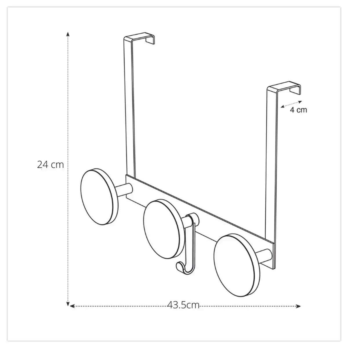 Patère de porte Triple - métal et noir - ALBA