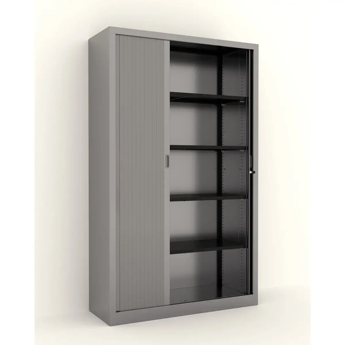 Armoire haute &agrave; rideaux - 198 x 120 cm - Alu 
