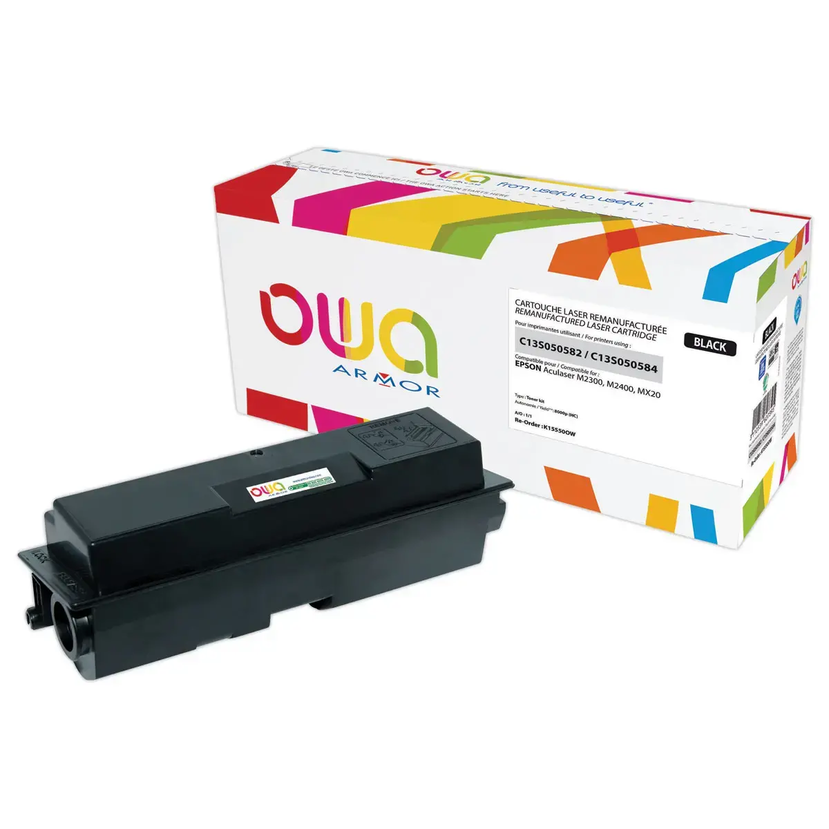 Toner éq. EPSON C13S050582, C13S050584 - Haute capacité - Noir - OWA