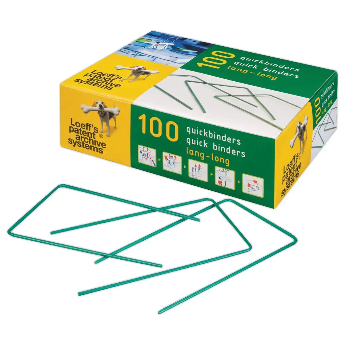 100 Attaches archives Quickbinders longueur 14 cm Loeff's Patent