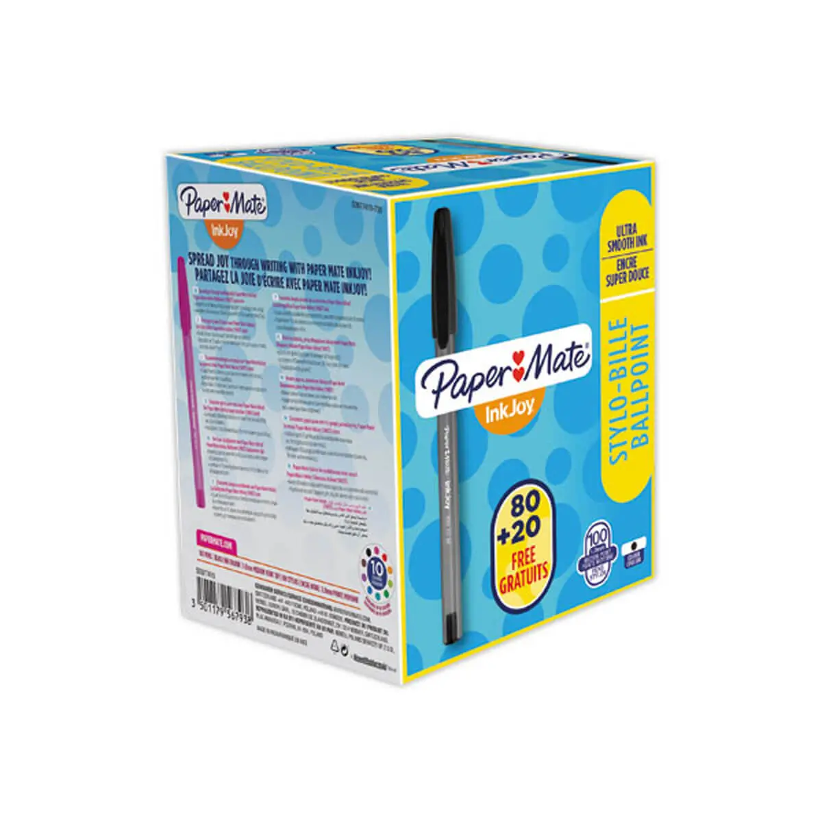 100 stylos bille Inkjoy 100 CAP PAPER MATE - Pack &eacute;co - Noirs 