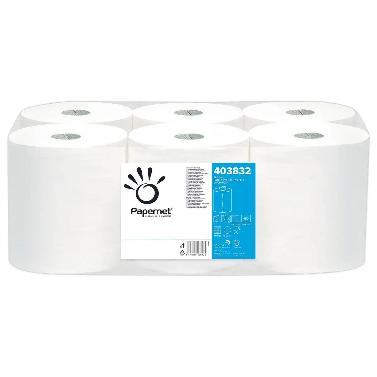 6 Rouleaux pour distributeur à dévidage central - Papernet