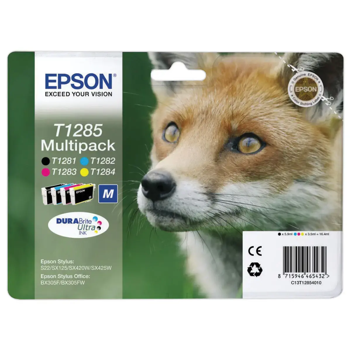 4 Cartouches Epson T1285 noire, cyan, mag. et jaune