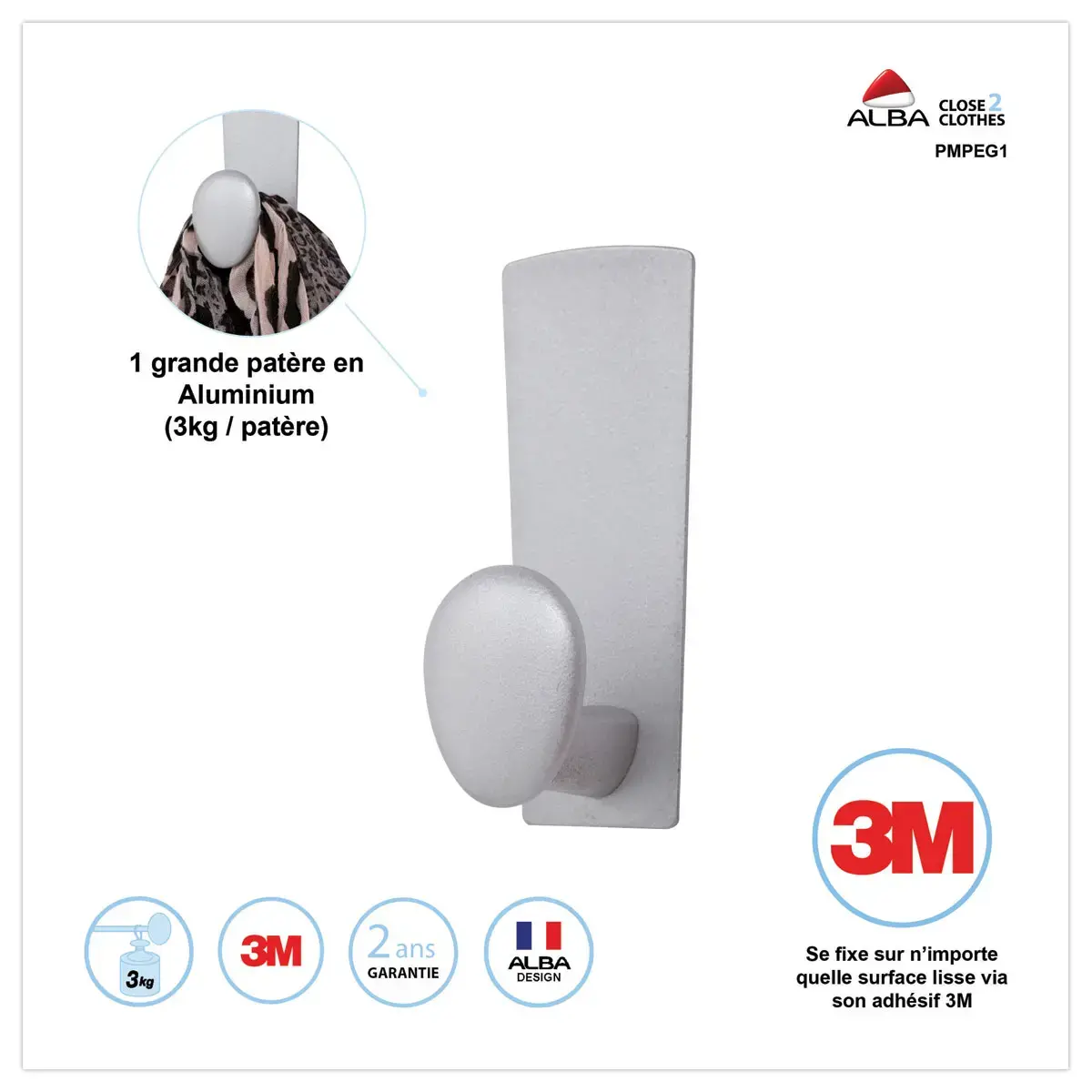 Patère métallique adhésive – Alba