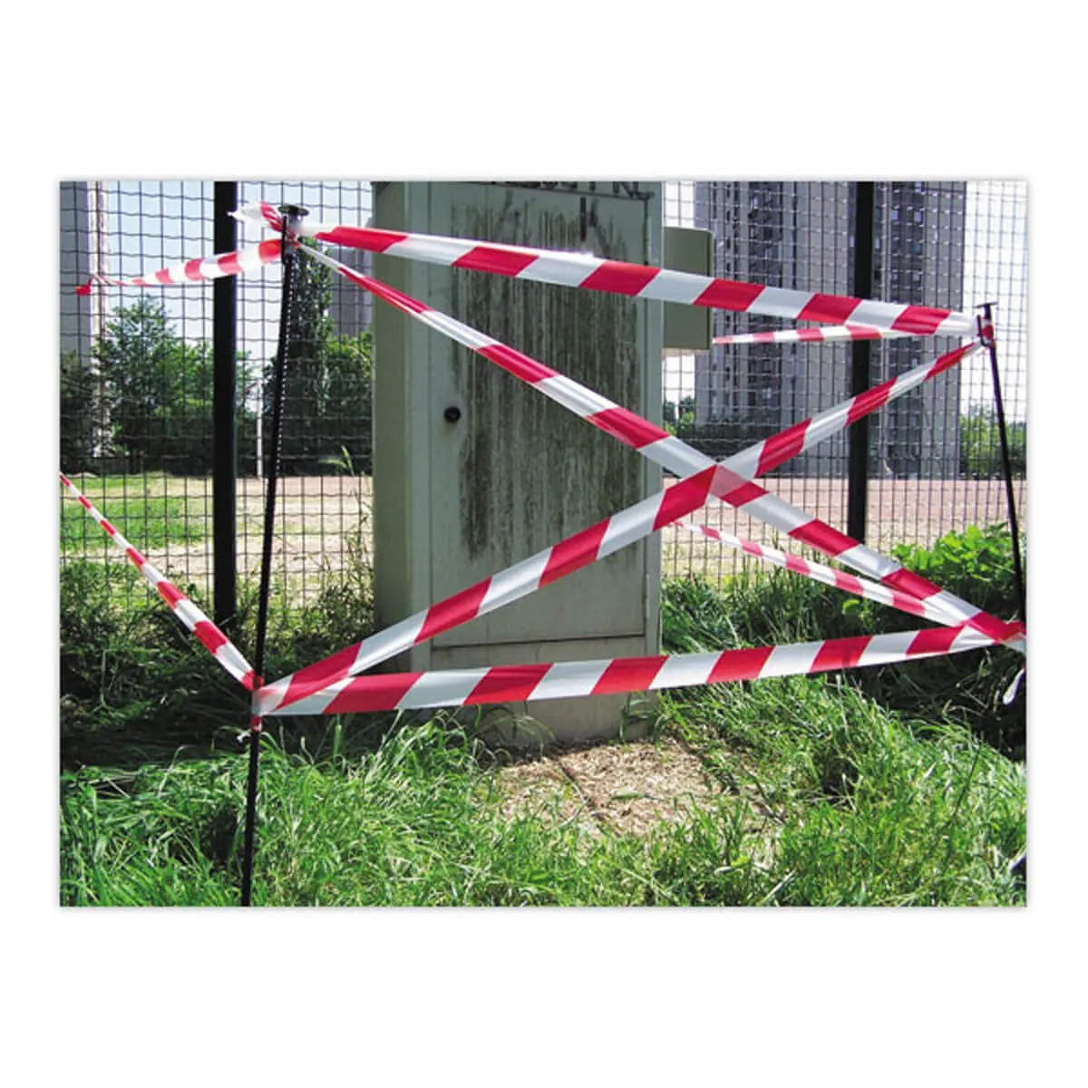 Ruban de signalisation rouge et blanc en plastique 500 m x 80 mm 