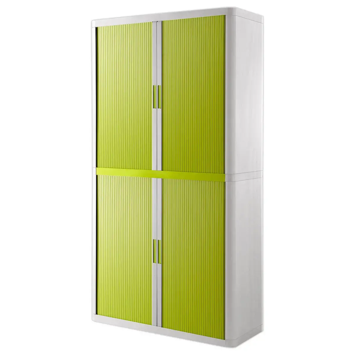 Armoire haute Easyoffice - Rideaux vert anis et corps blanc - 2 m - PAPERFLOW