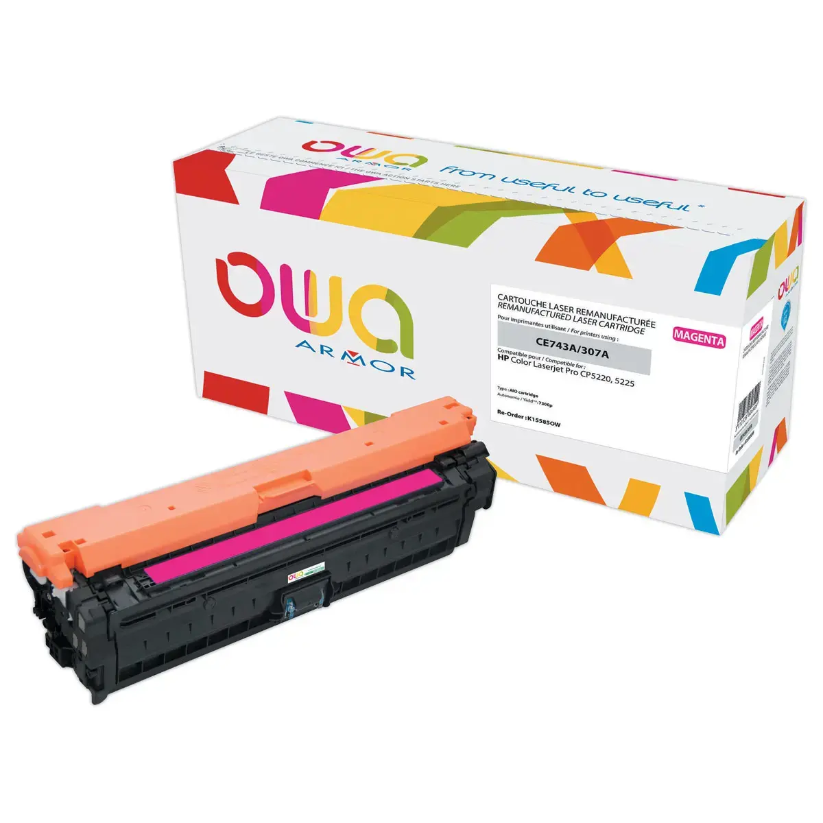 Toner éq. HP CE743A - Magenta - OWA