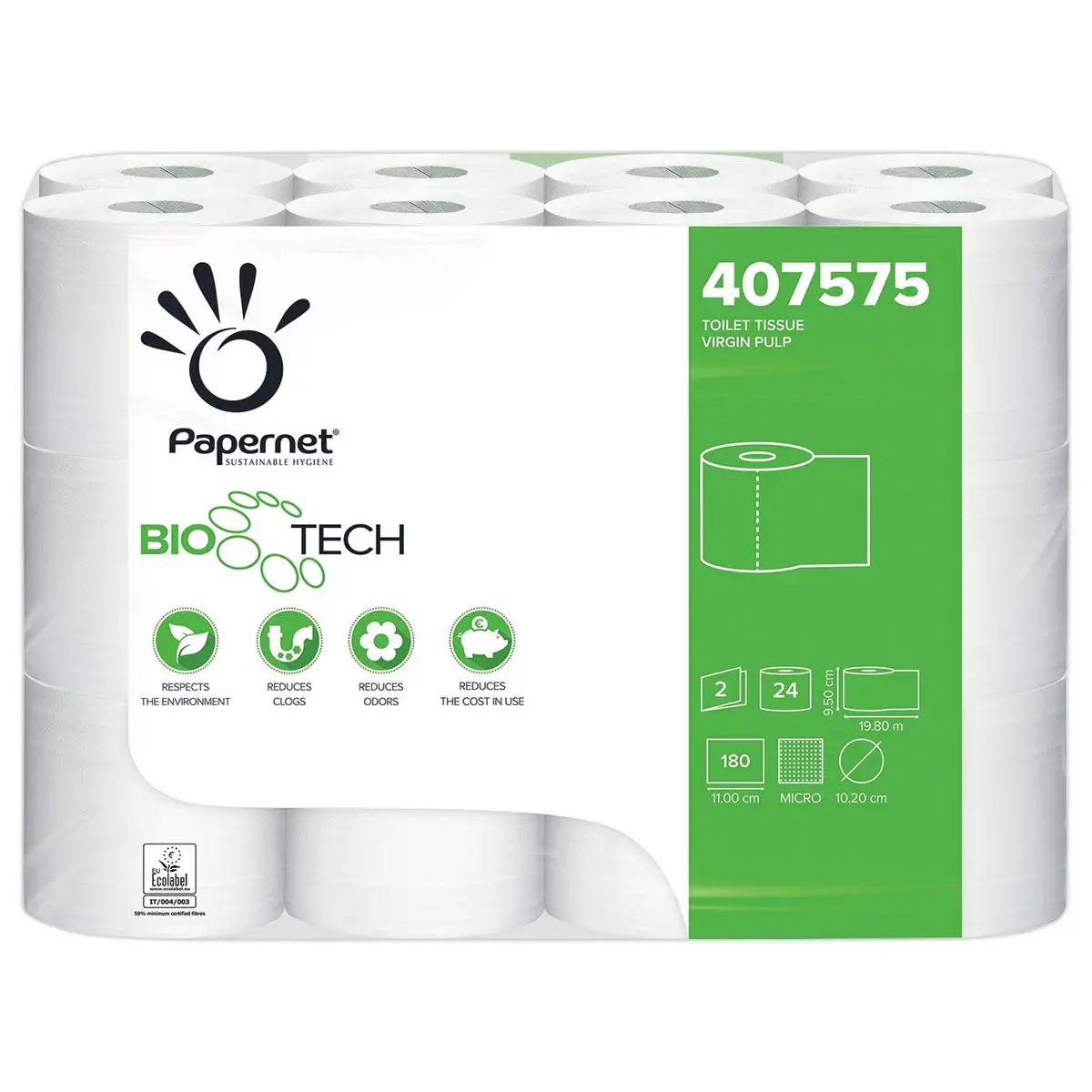 96 rouleaux de papier toilette Bio Tech - PAPERNET