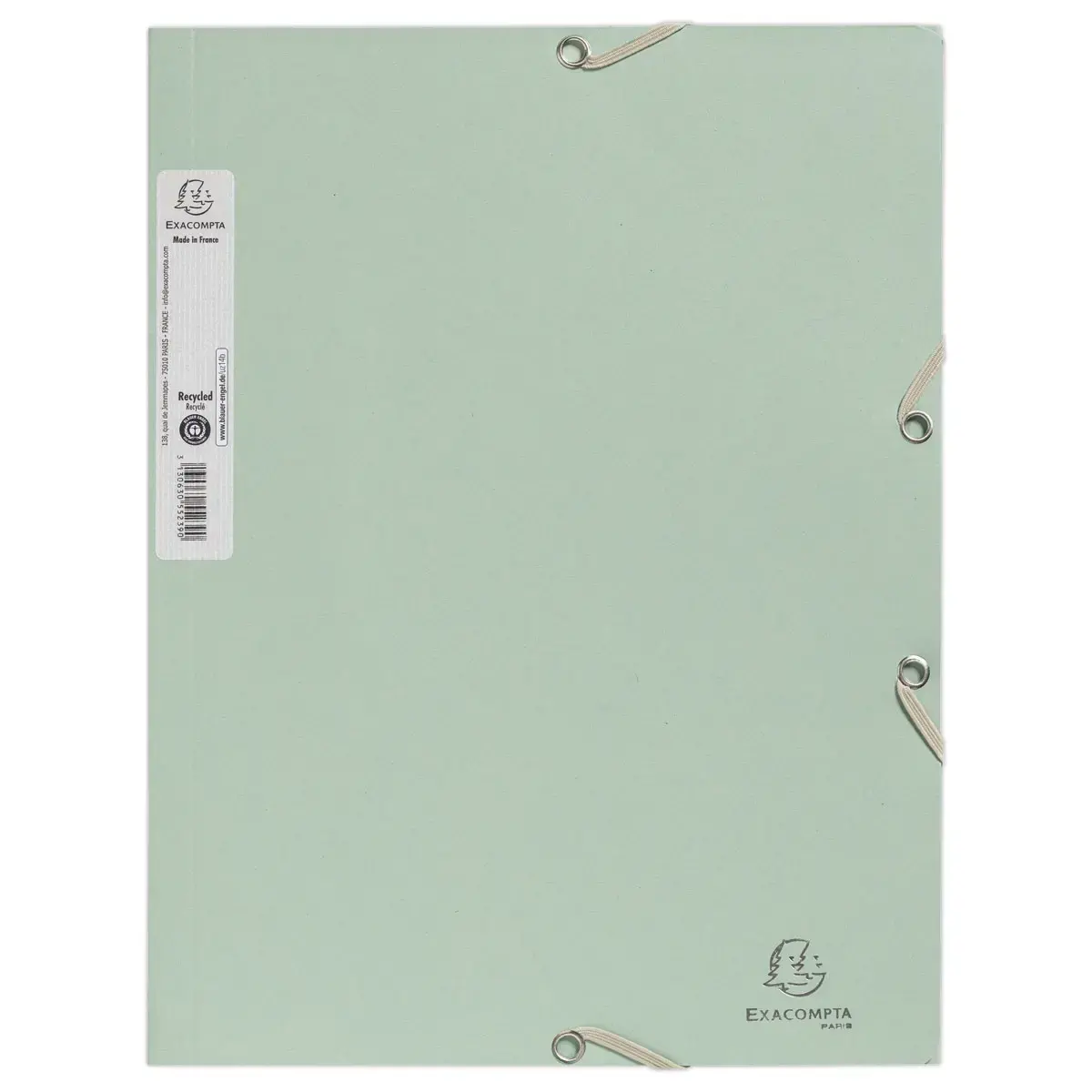 Chemise élastique 3 rabats - Carte recyclée - Vert sauge - EXACOMPTA