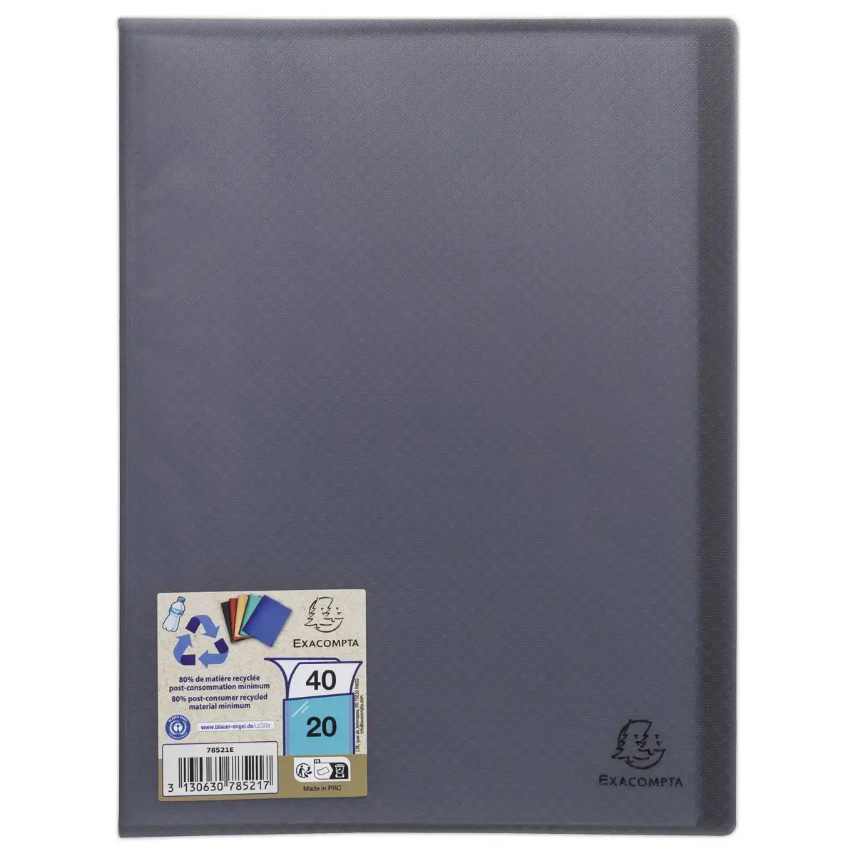 Protège-documents plastique recyclé - 40 vues - Noir - EXACOMPTA