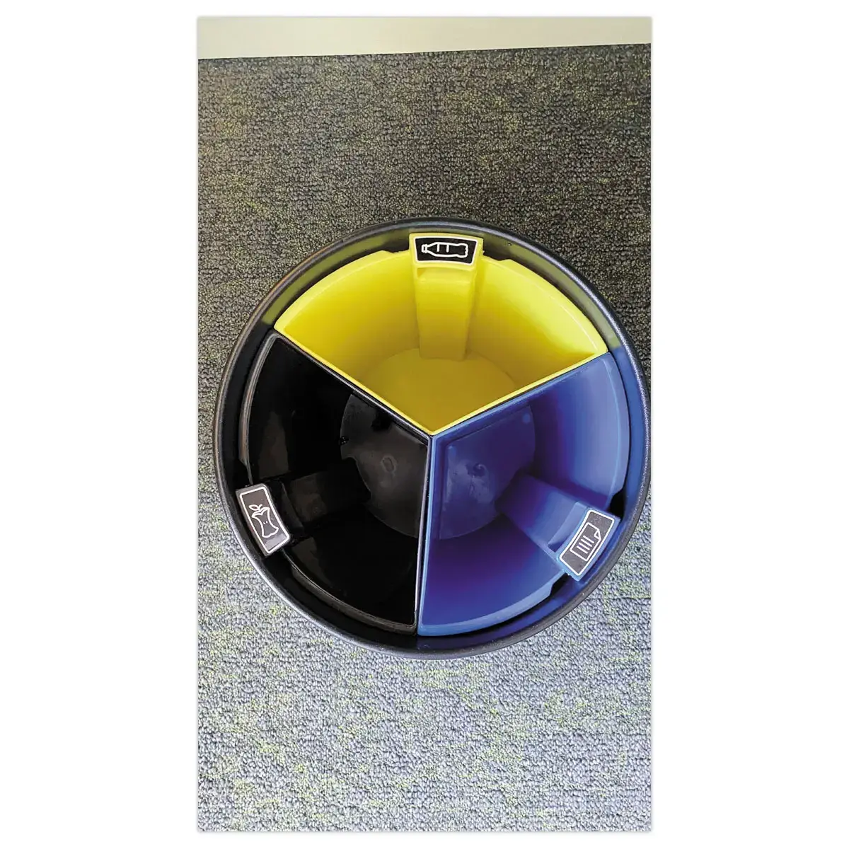 Corbeille tri sélectif - 3 compartiments - 13L - Noir