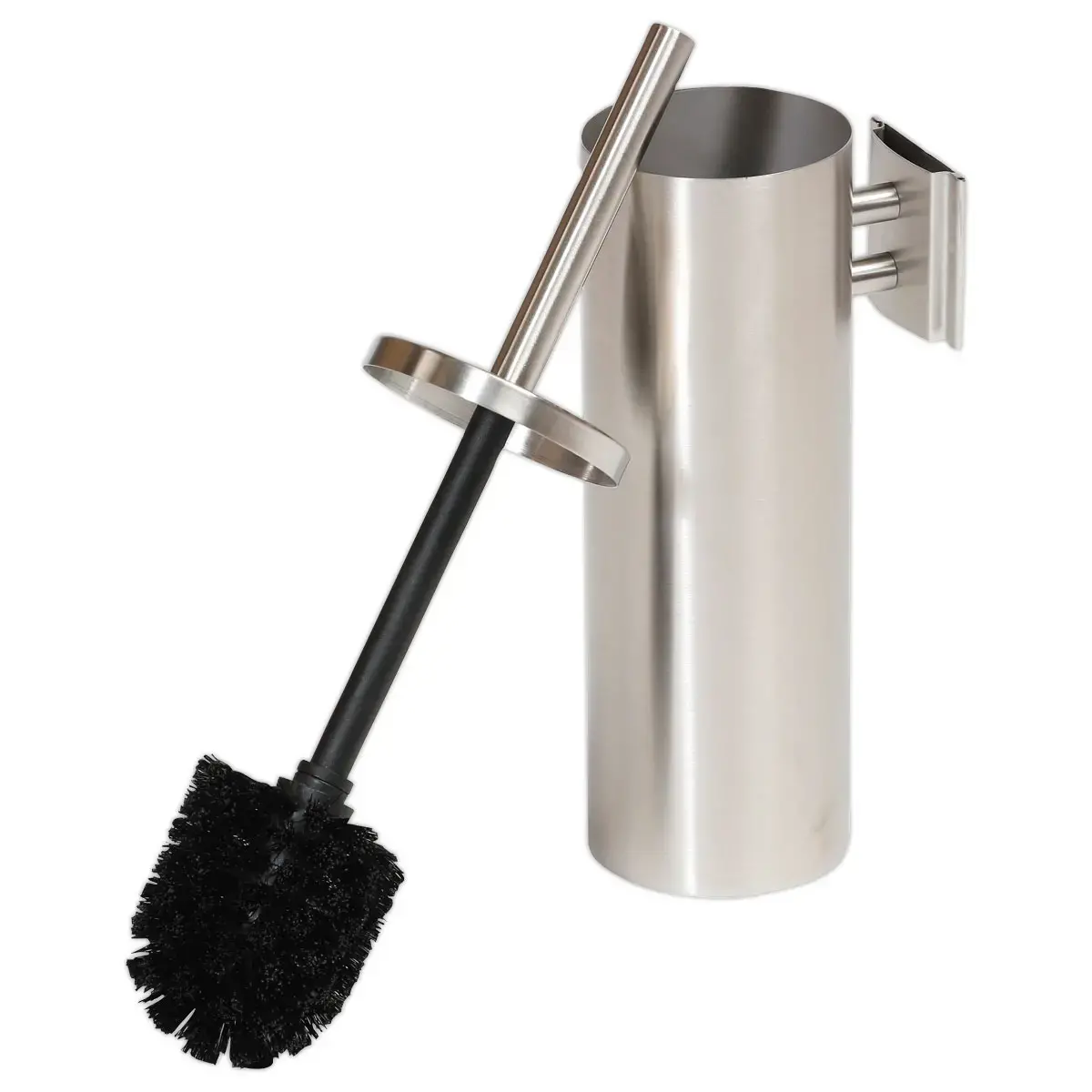 Brosse WC avec support mural - Inox satiné