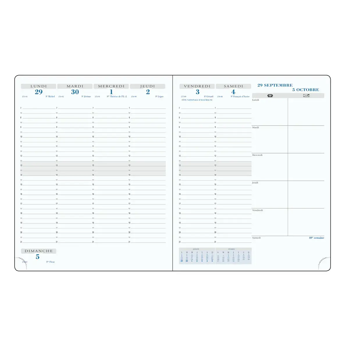 Agenda semainier  Winner - 18,5x22,5 cm - Bleu fonc&eacute; - Septembre &agrave; septembre - EXACOMPTA 