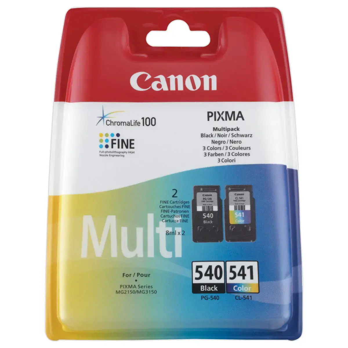 2 Cartouches jet d'encre CANON noire PG540 et 3 couleurs CL541 