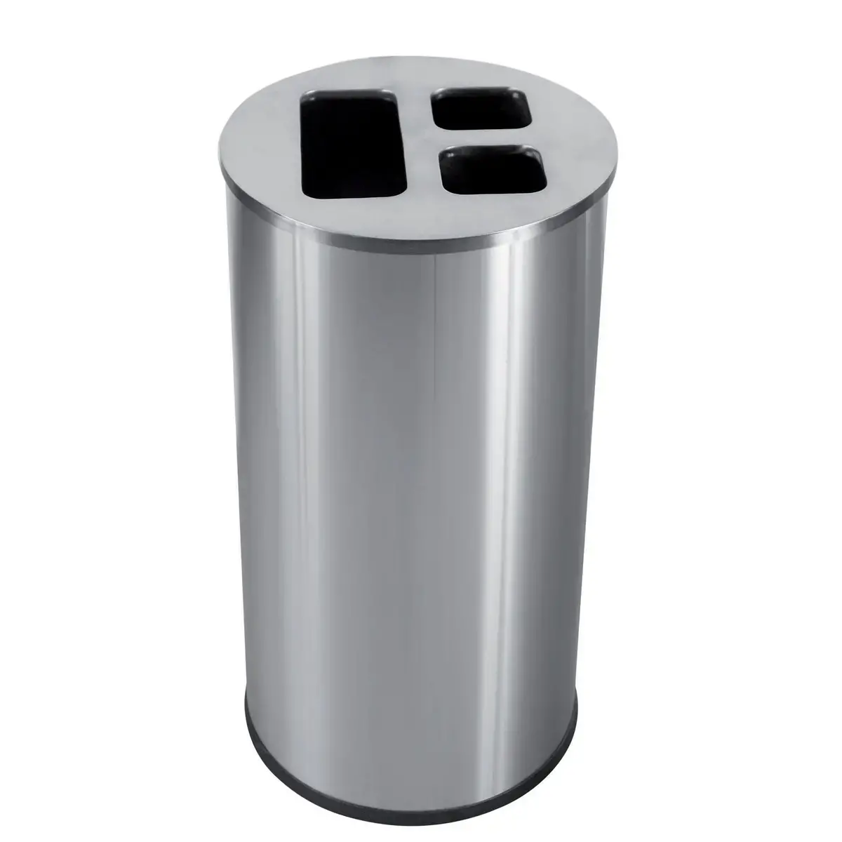 Collecteur tri sélectif - 3 compartiments - 60L - Inox satiné