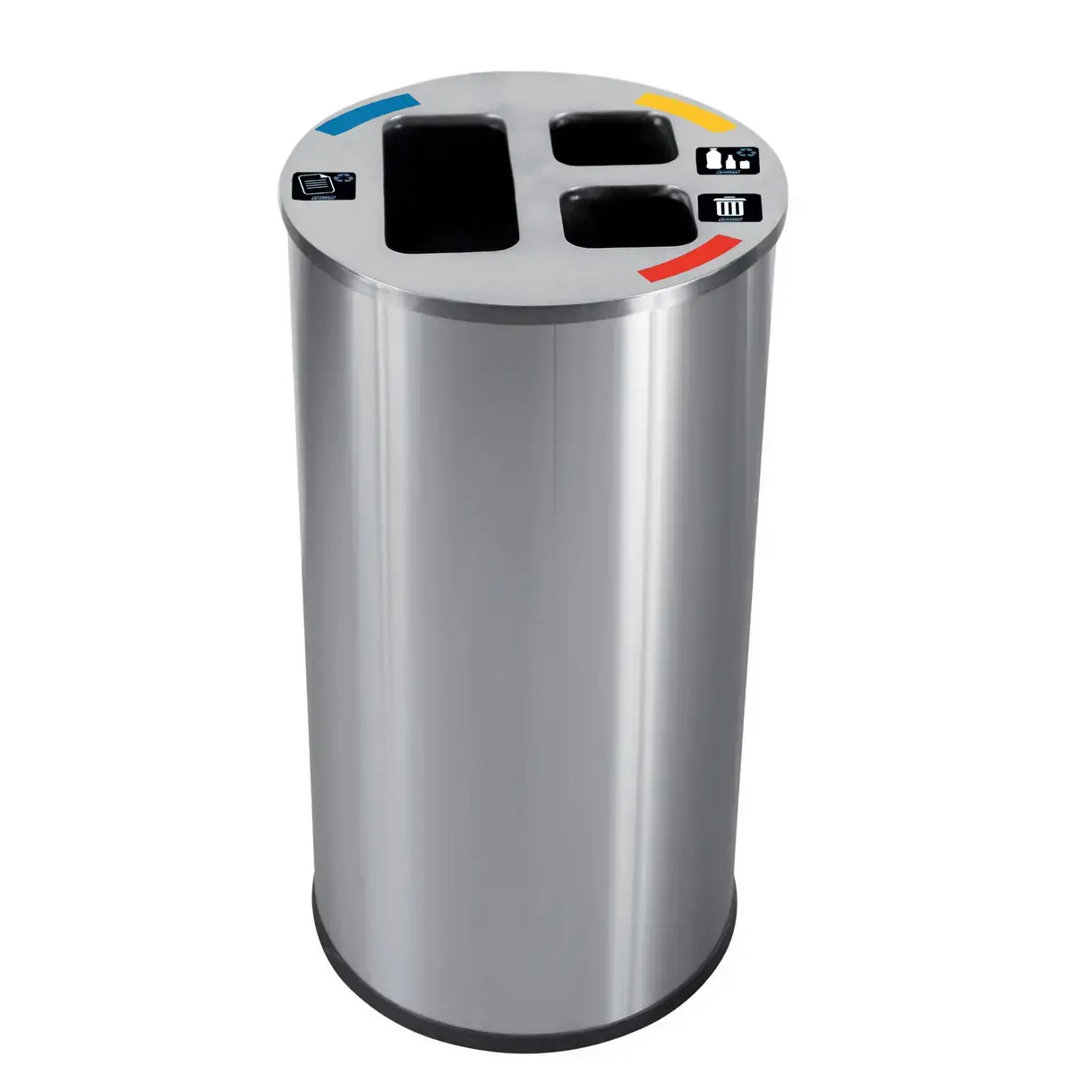 Collecteur tri sélectif - 3 compartiments - 60L - Inox satiné