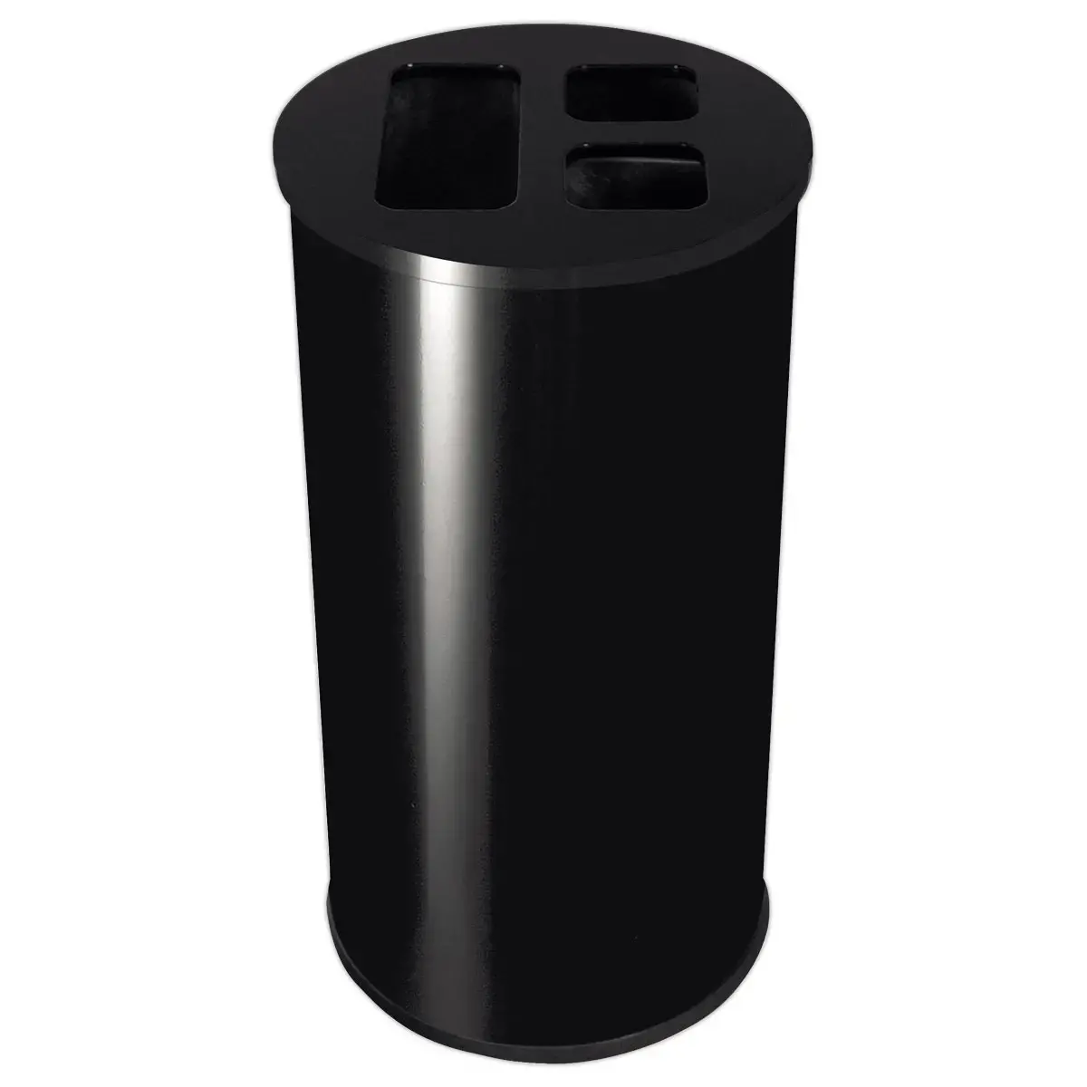 Collecteur tri s&eacute;lectif  - 3 compartiments - 60L - Noir. 