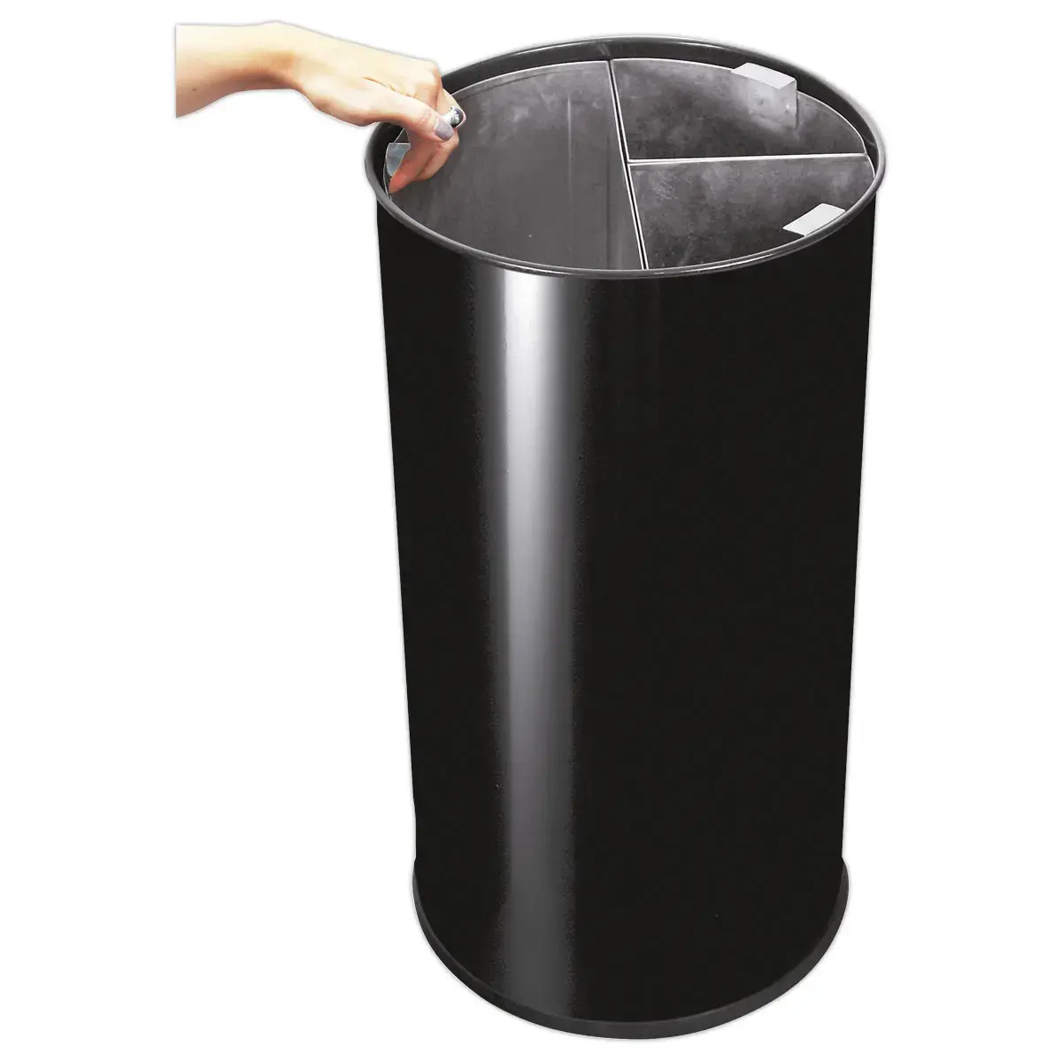 Collecteur tri s&eacute;lectif  - 3 compartiments - 60L - Noir. 
