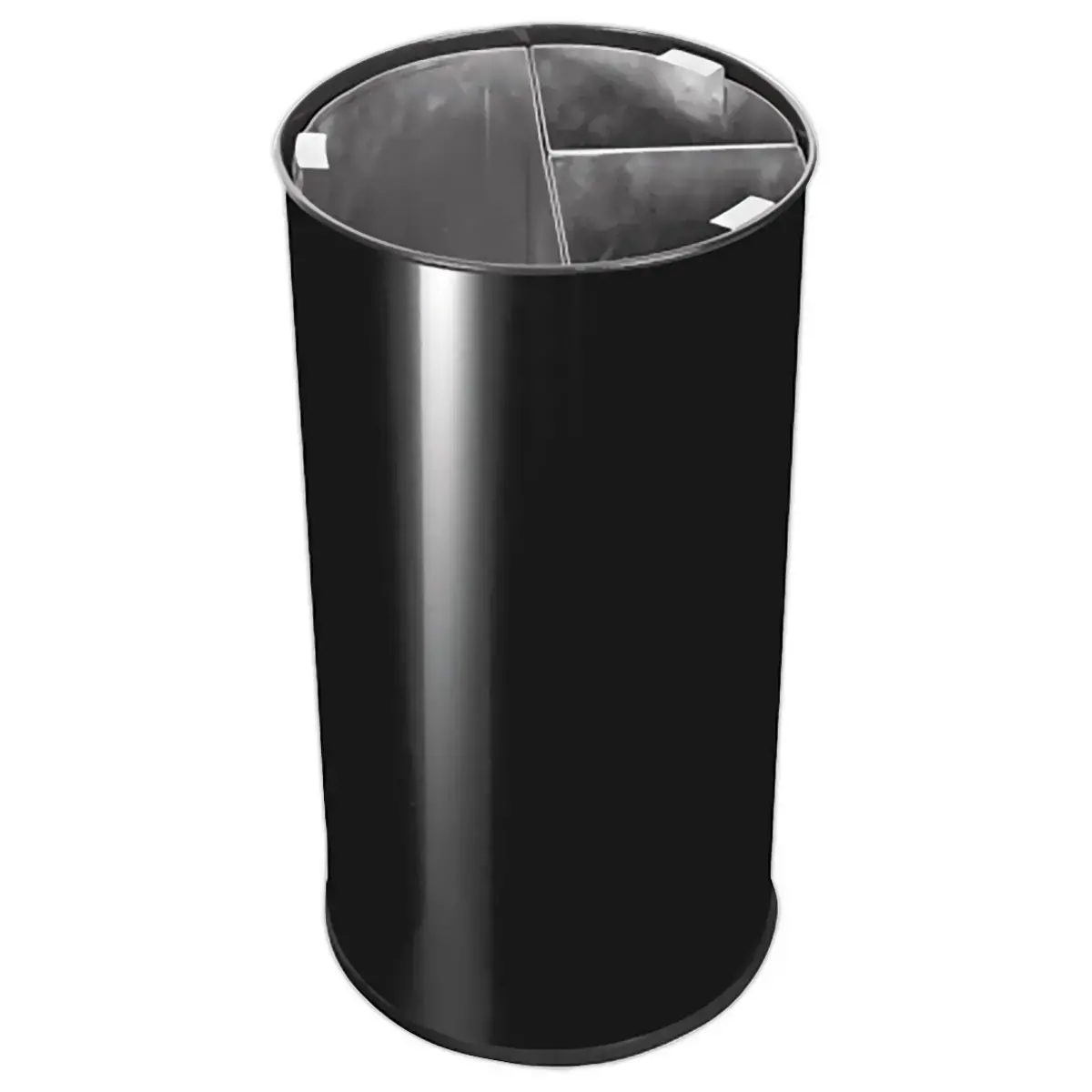 Collecteur tri s&eacute;lectif  - 3 compartiments - 60L - Noir. 