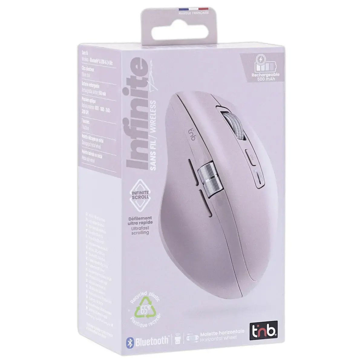 Souris sans fil INFINITEPRO - Rechargeable - Rose - T'NB 