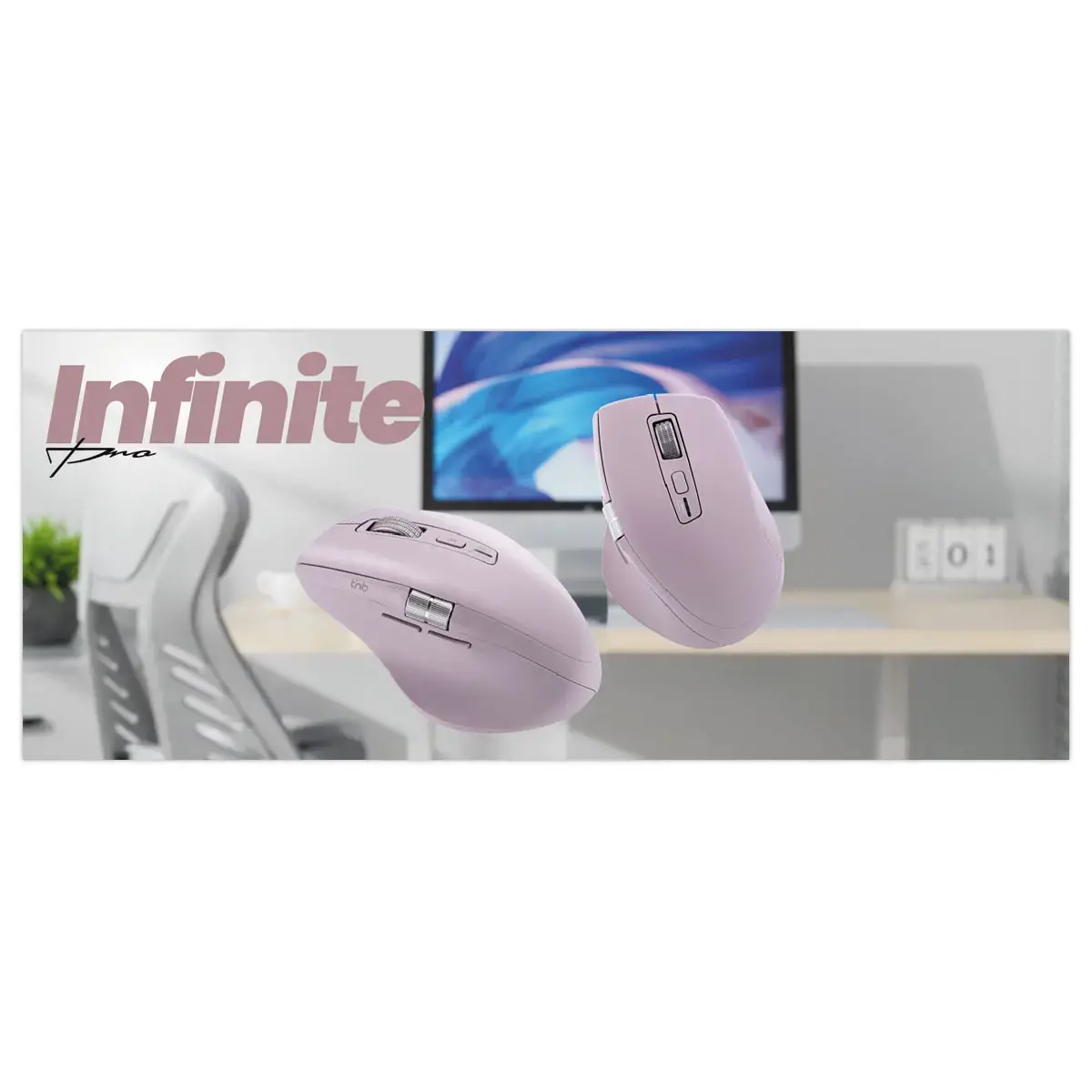 Souris sans fil INFINITEPRO - Rechargeable - Rose - T'NB 