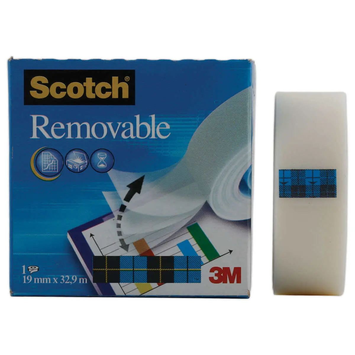 Rouleau d'adhésif invisible et repositionnable - SCOTCH Magic 811 - 33 m x 19 mm