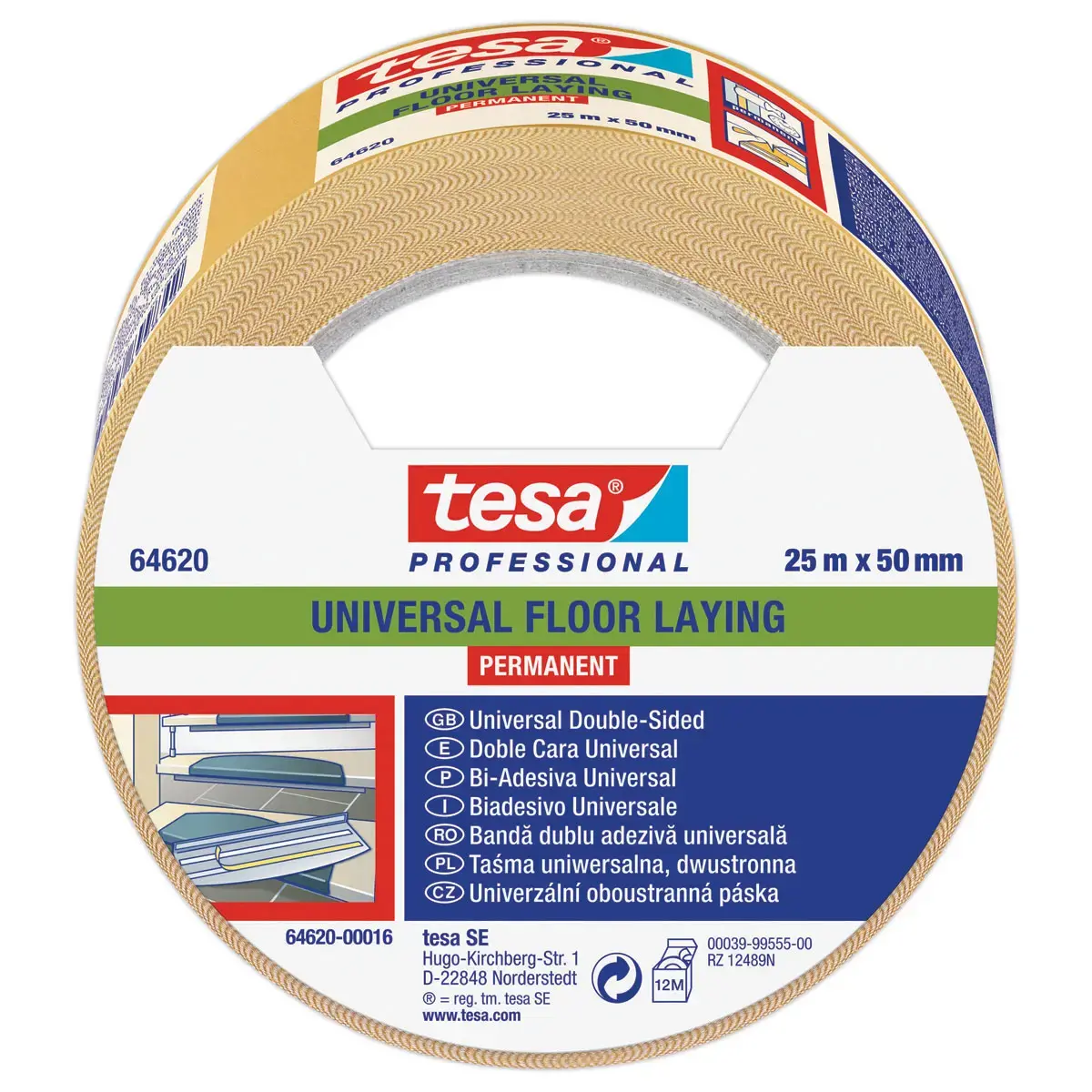 Rouleau d'adh&eacute;sif double face - Tesa 