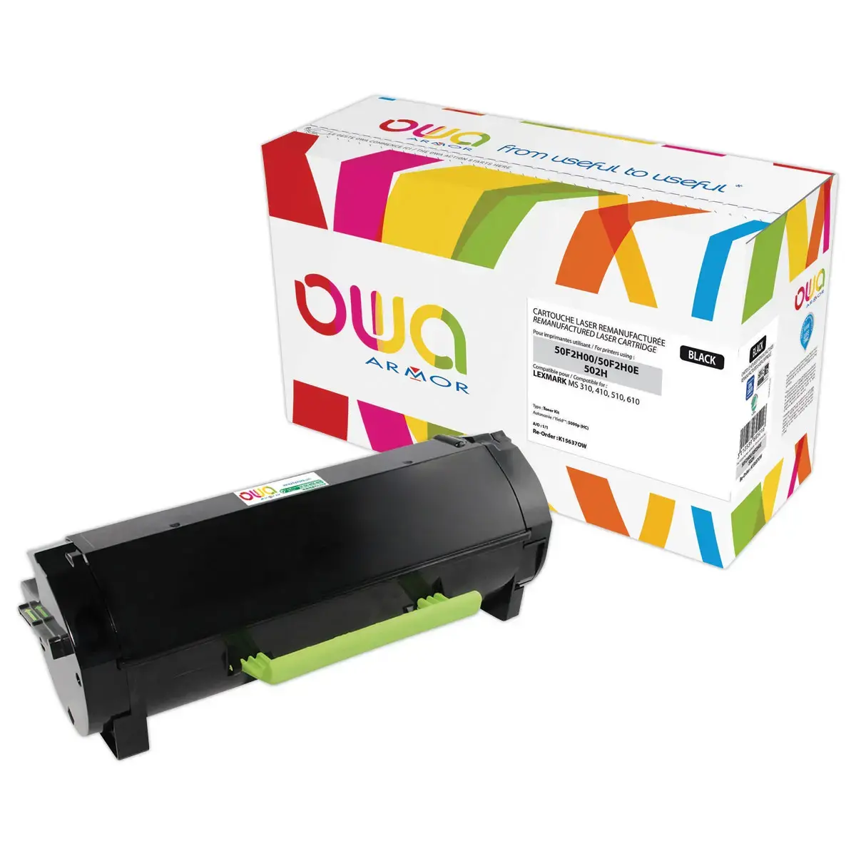 Toner éq. LEXMARK 50F2H00, 50F2H0E - Haute capacité - Noir - OWA