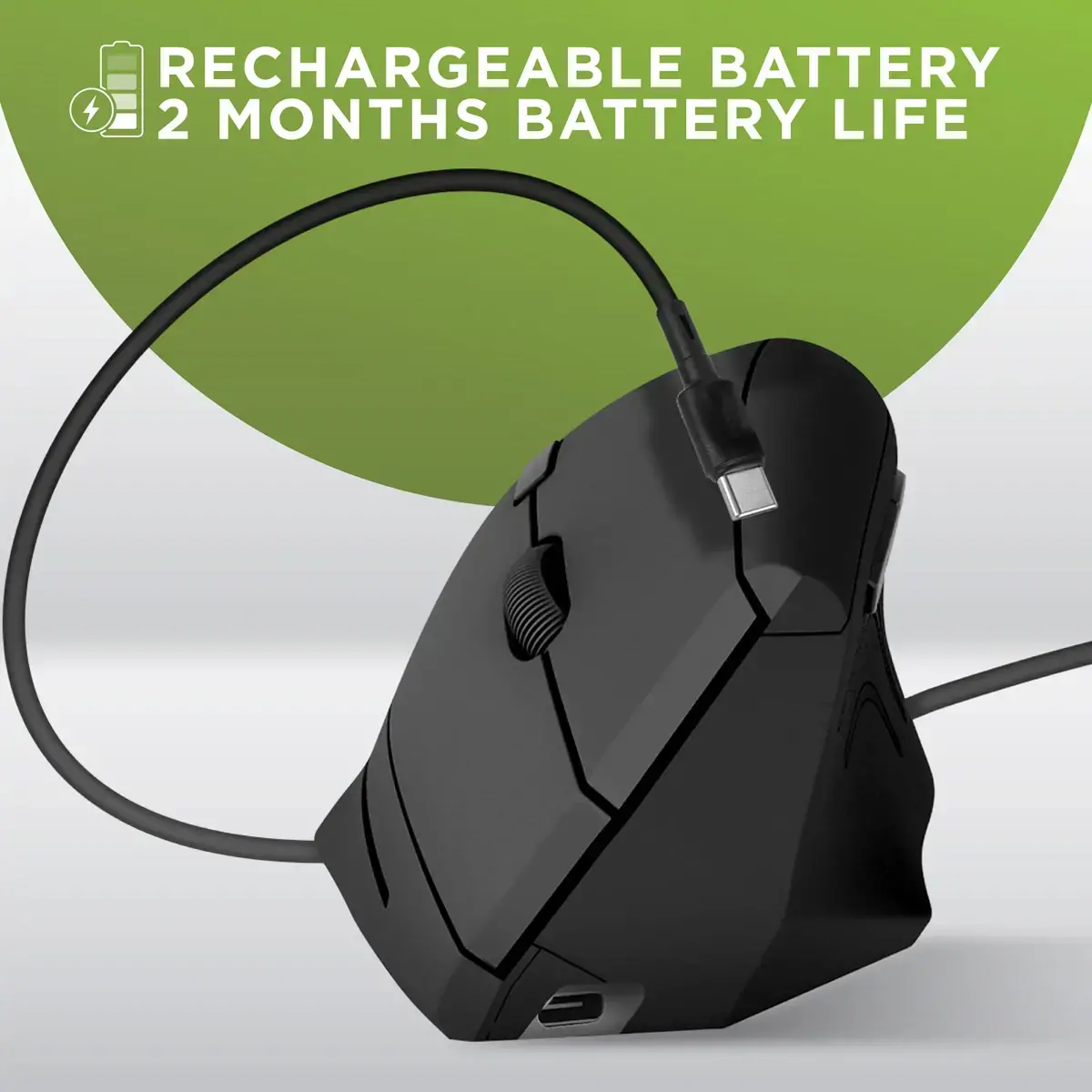 Souris ERGO sans fil - Verticale - Rechargeable - Noir - T'nB