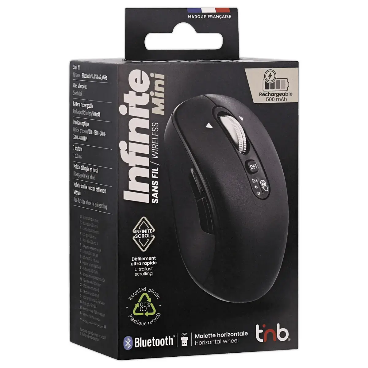Souris Infinite mini - Rechargeable - Noir - T'NB