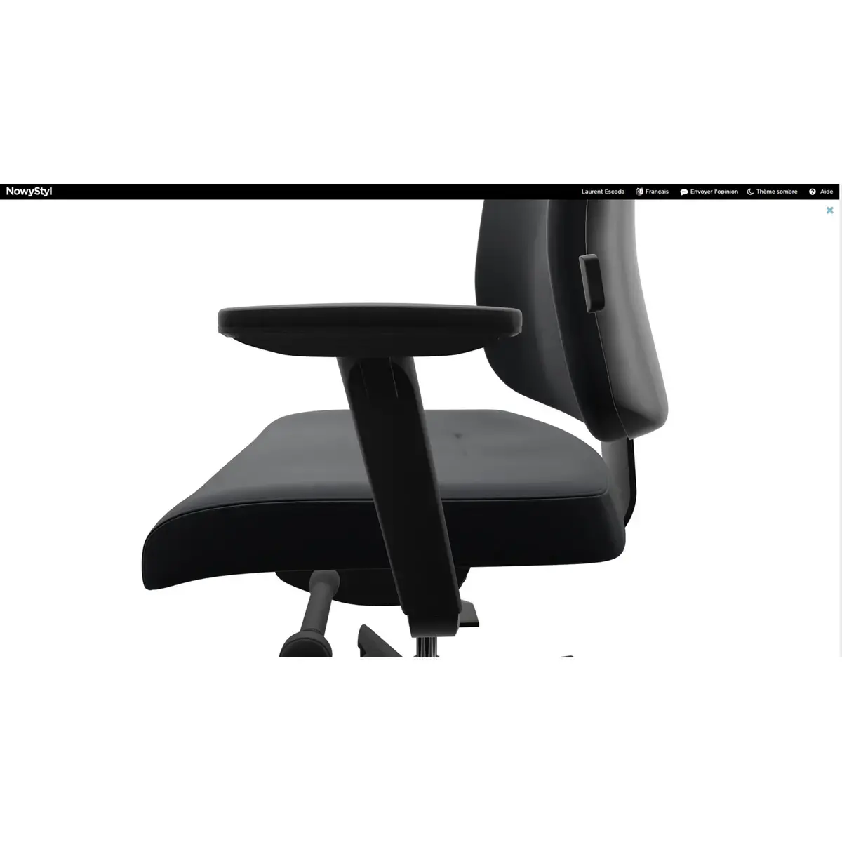 Siège ATILA ERGO tissu noir accotoirs 4D et têtière 3D monté
