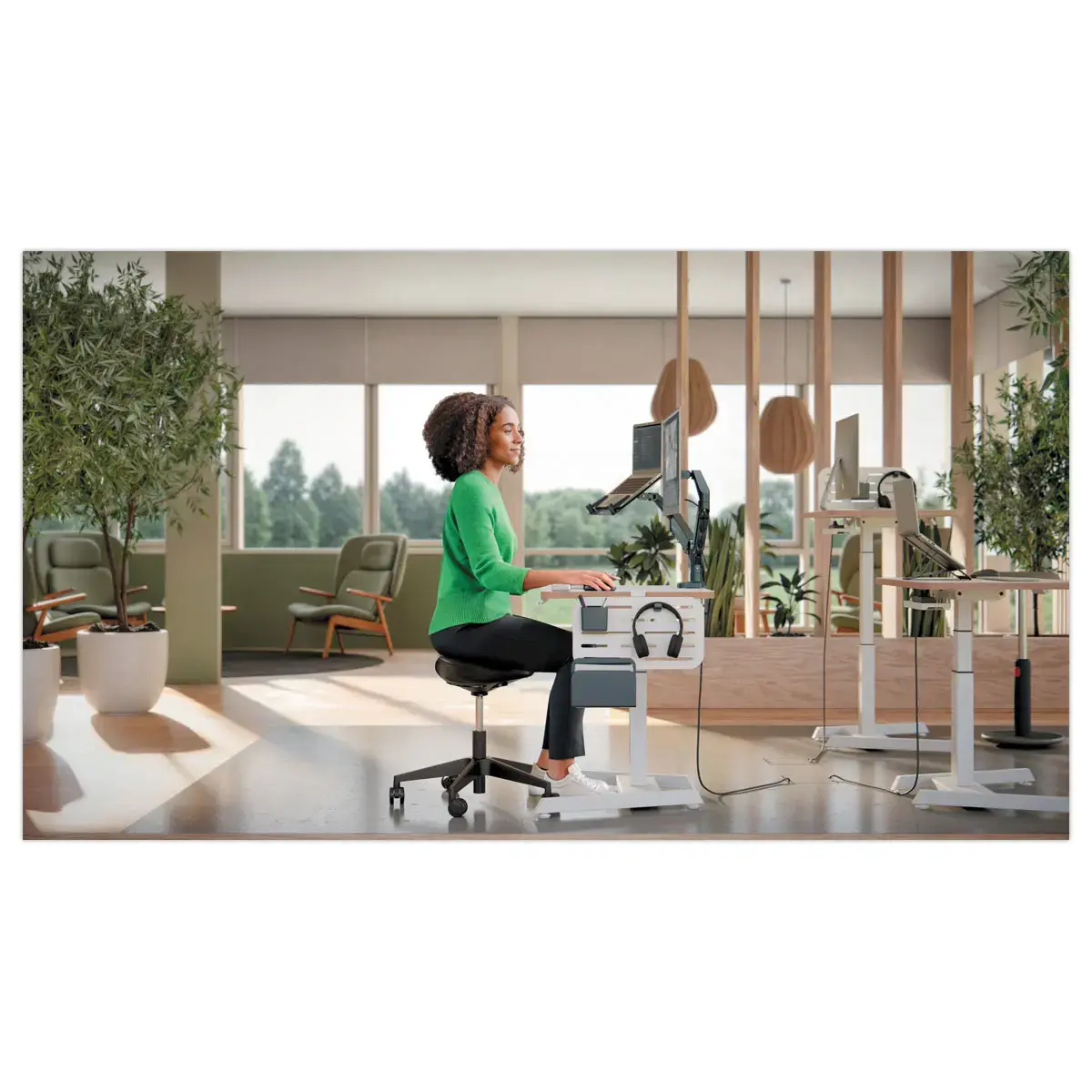 Tabouret ergonomique avec roulettes - LEITZ 