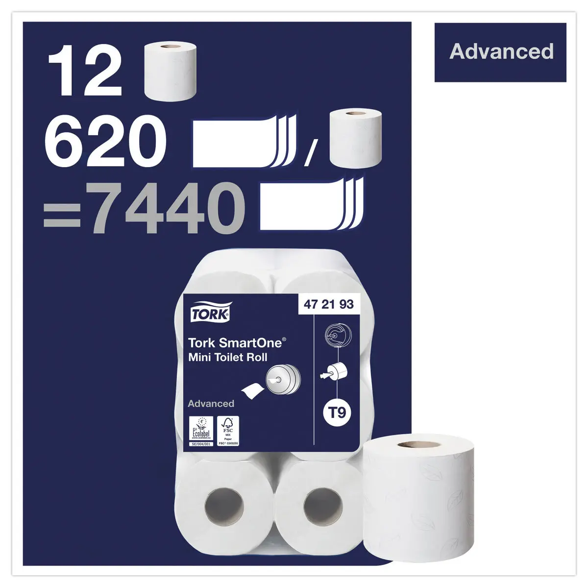 12 rouleaux de papier toilette Tork Advanced - TORK