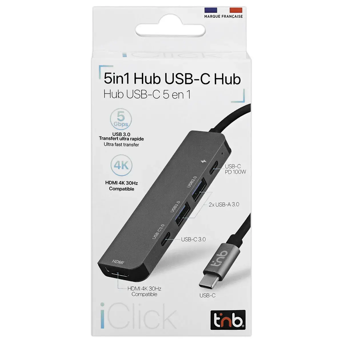 Hub USB-C 5 en 1 - Gris sidéral - T'NB