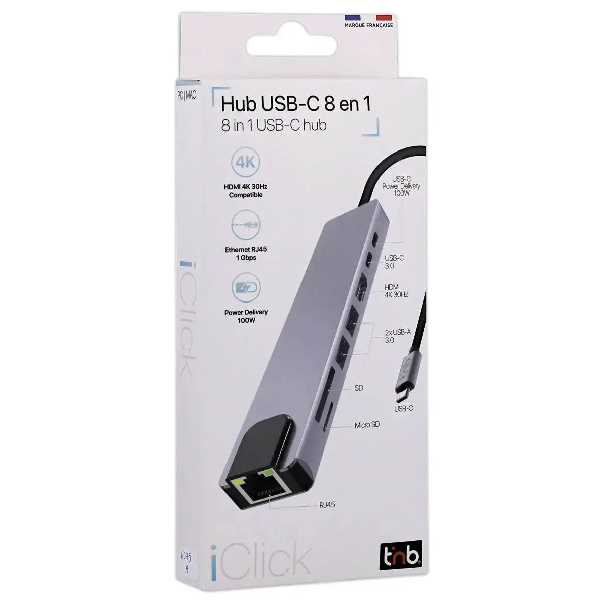 HUB USB-C 8 Ports en 1 HDMI 4K - T'NB