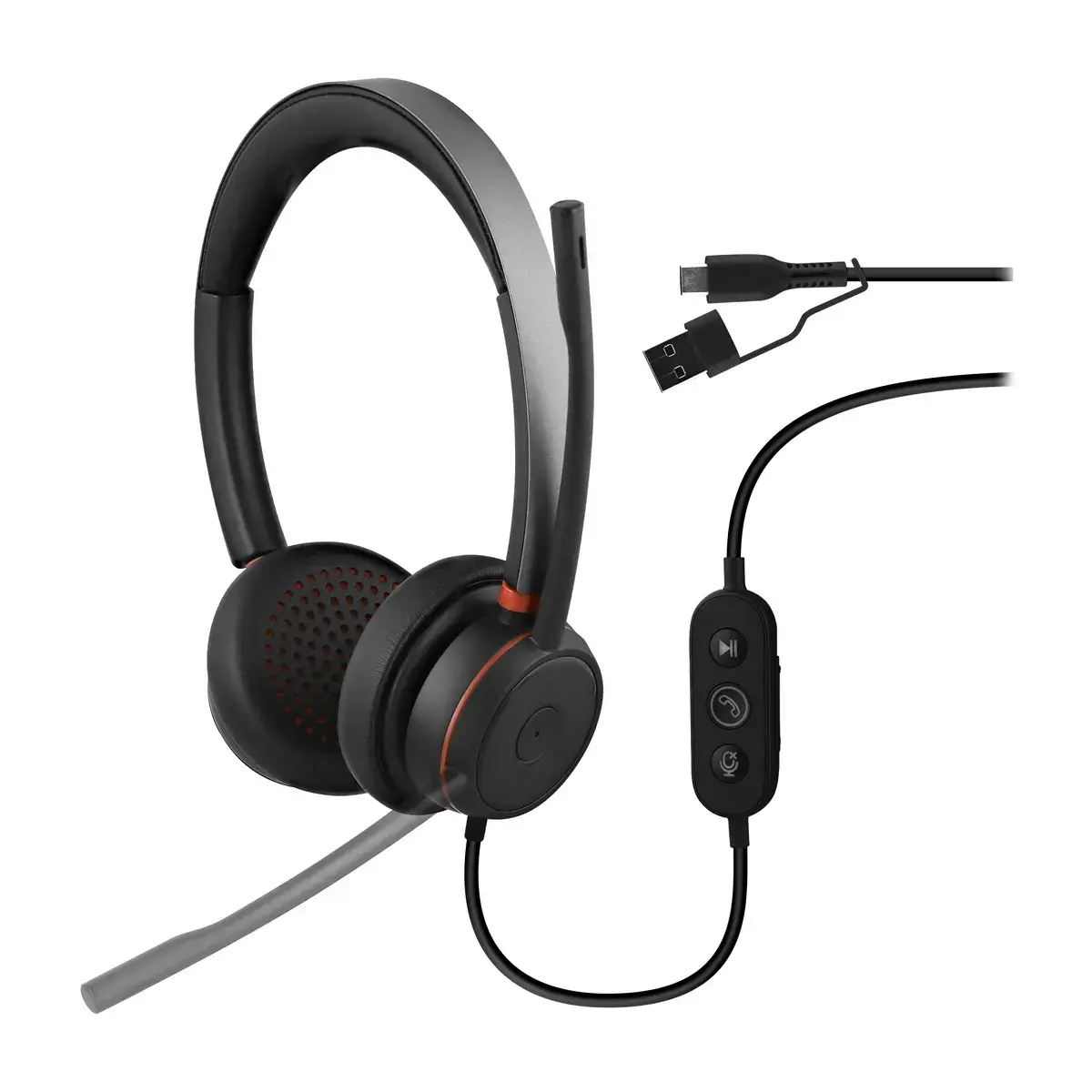 Casque-micro ACTIV 400S - USB-A/C - Noir - T'NB 