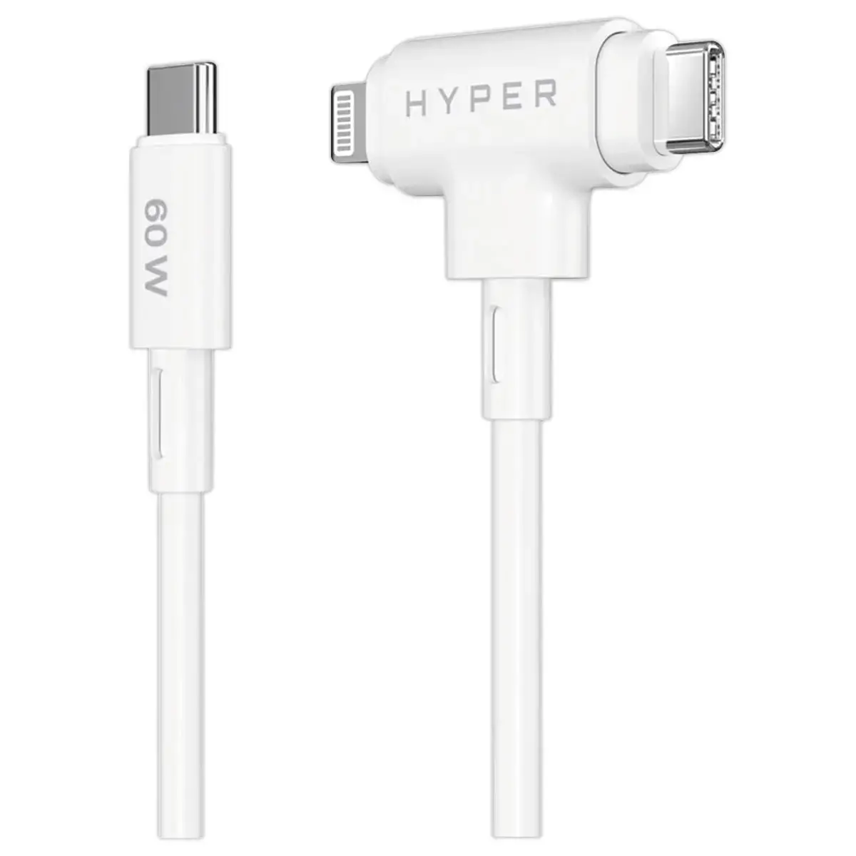 Câble hybride USB-C et Lightning en silicone 1.5M - Blanc
