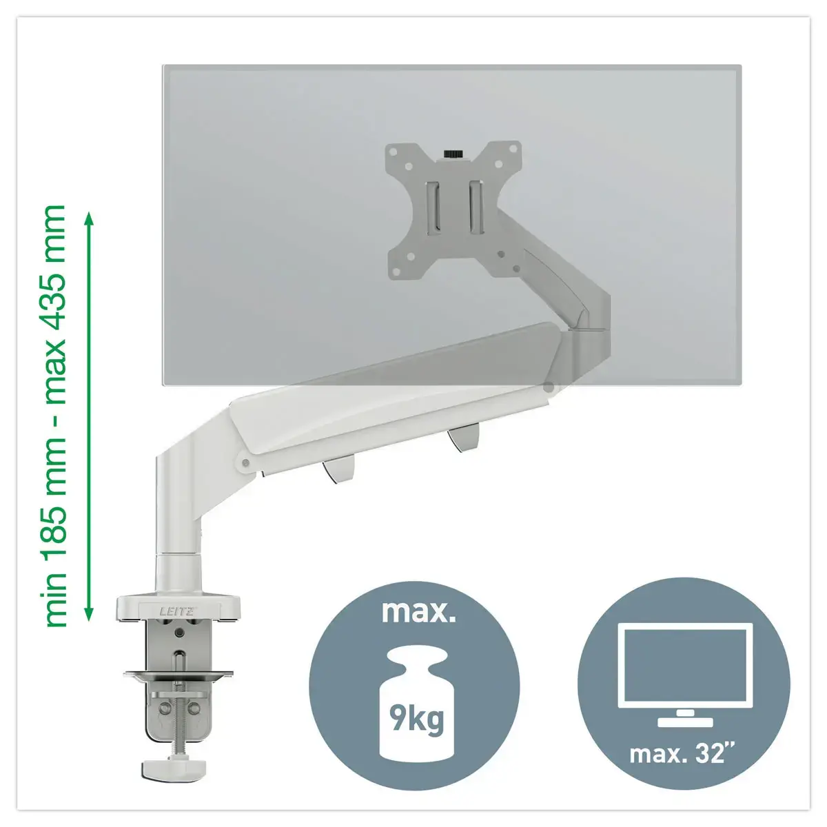 Bras Simple Ecran 17/32" - Ergonomique & R&eacute;glable - LEITZ 