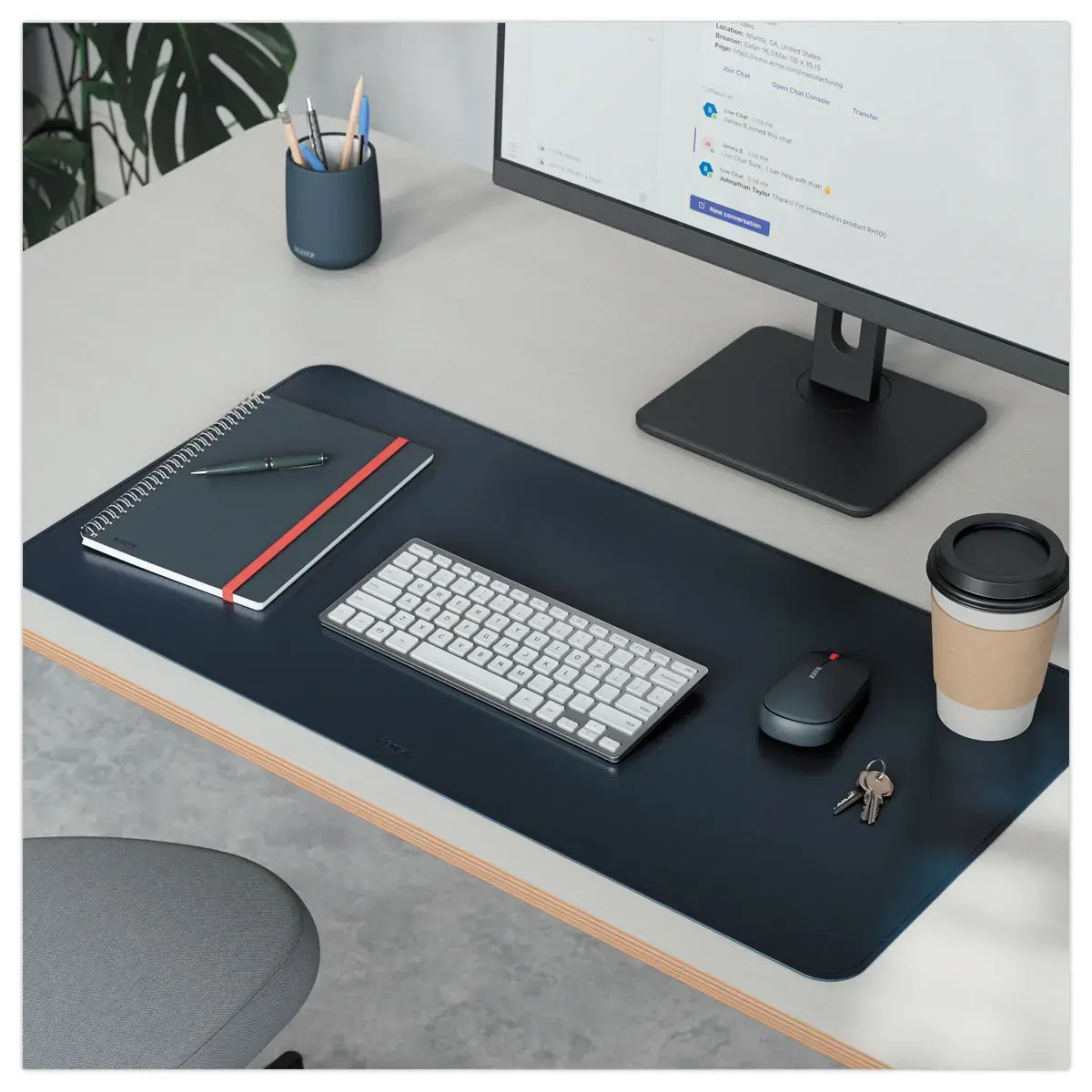 Grand sous-main tapis de bureau - Bleu foncé