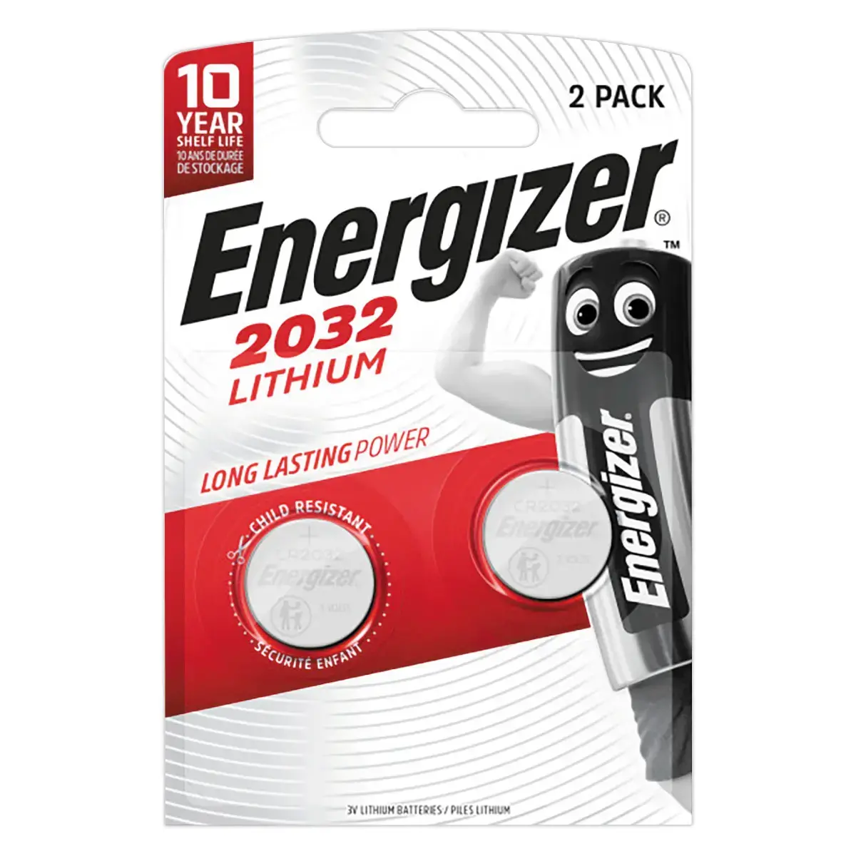 2 Piles bouton lithium CR 2032 - 3 Volts - ENERGIZER