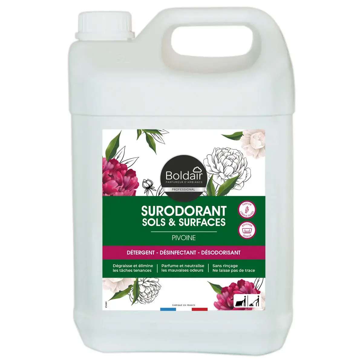 Nettoyant d&eacute;sinfectant - 5L - Parfum Fruits Rouges - BOLDAIR 