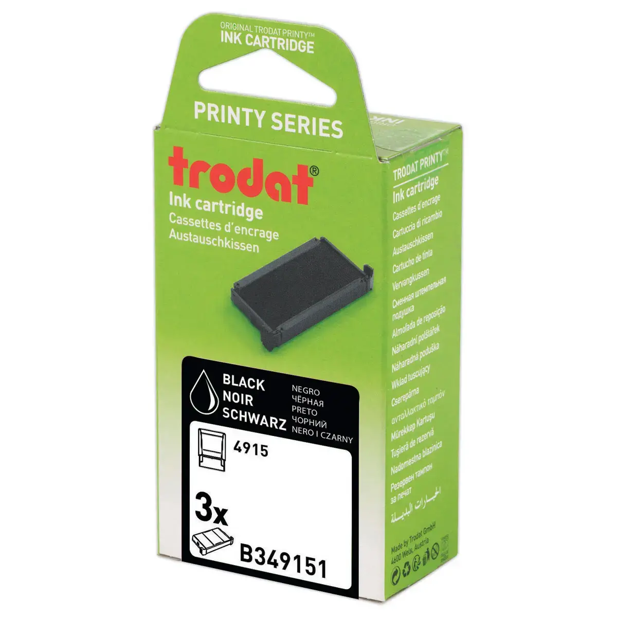 3 Encriers pour tampons Printy 4915 &ndash; Noir &ndash; TRODAT 