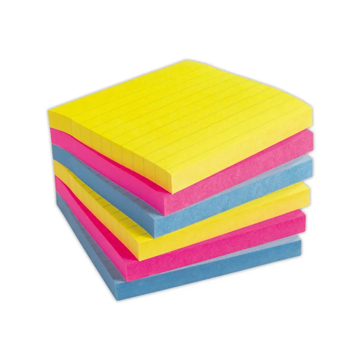 6 Blocs lignés néons - 10,1 x 10,1 cm - POST-IT
